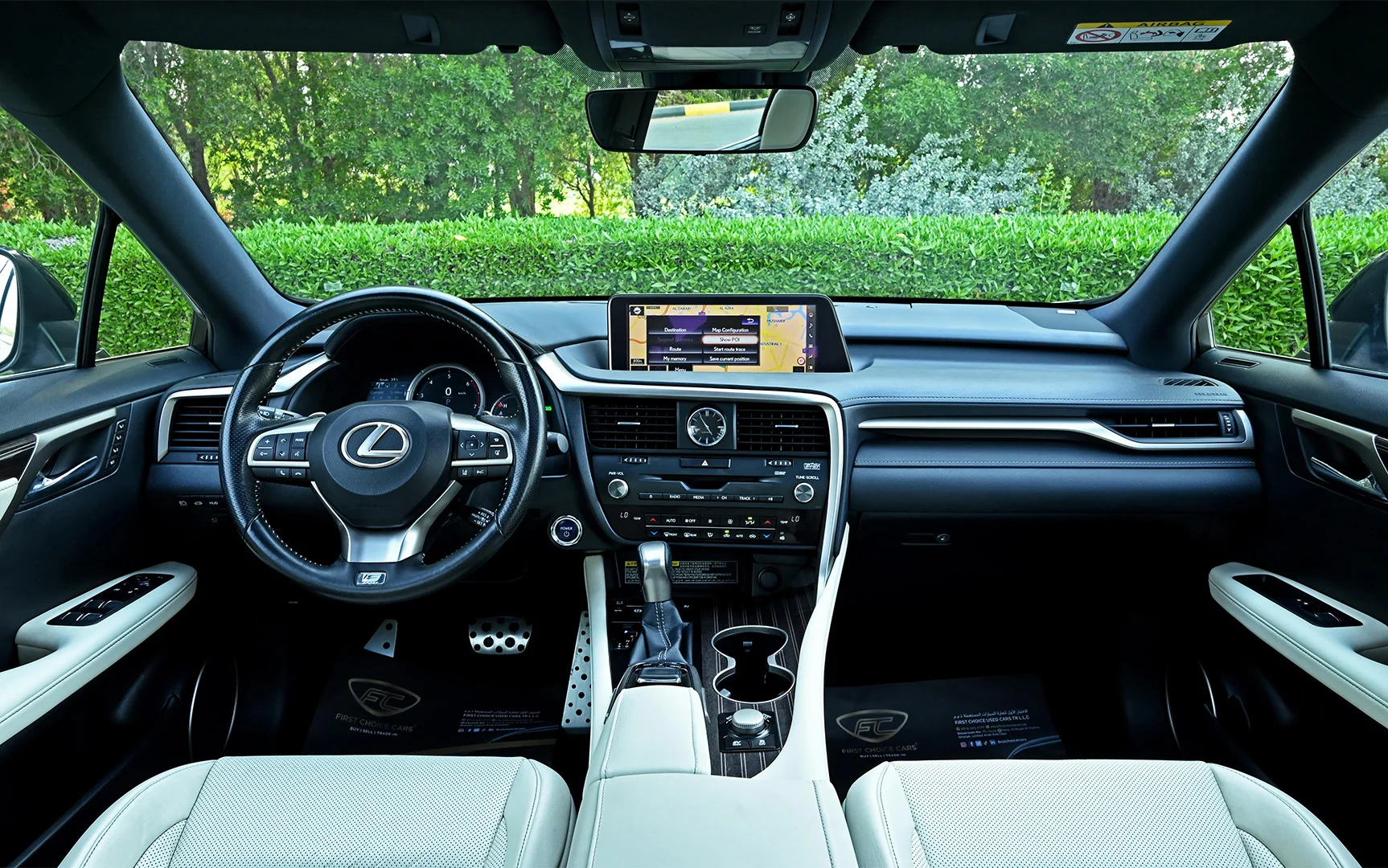 Used 2017 Lexus RX-Series RX 450h F Sport Silver – Front Cabin / Dashboard Full View at First Choice Cars Sharjah