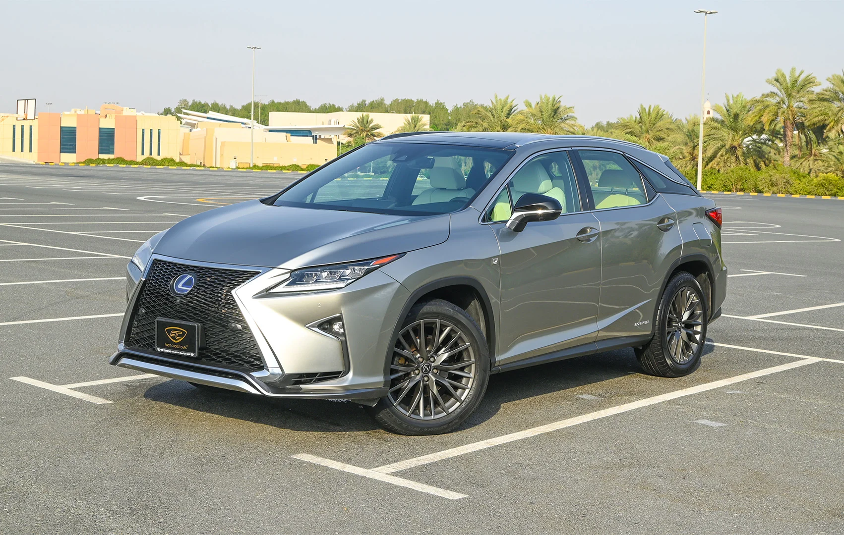 Used 2017 Lexus RX-Series RX 450h F Sport Silver – Left Front Diagonal (45°) View at First Choice Cars Sharjah