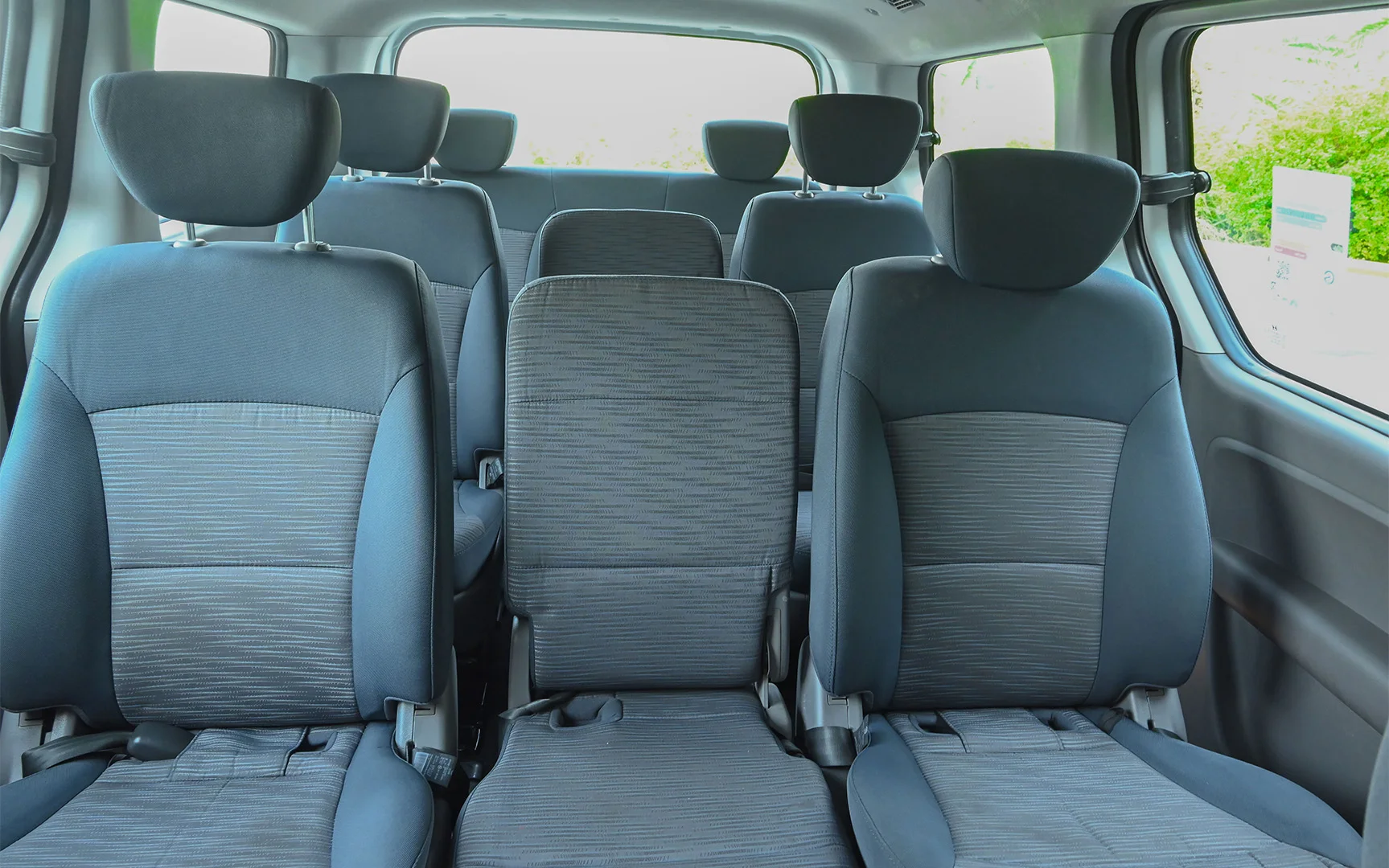Used 2018 Hyundai H1 12-Seater Wagon White – Rear Seat View at First Choice Cars Sharjah