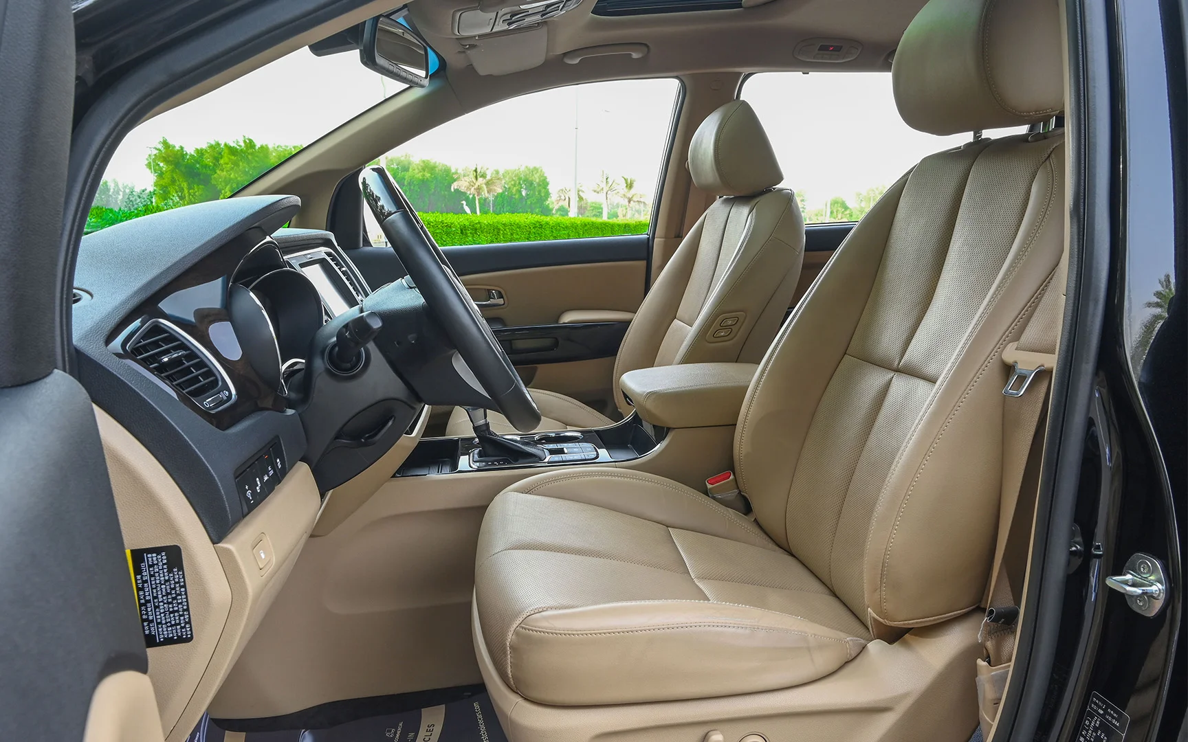 Used 2020 KIA Carnival Ex Black – Front Driver Side Cabin View at First Choice Cars Sharjah