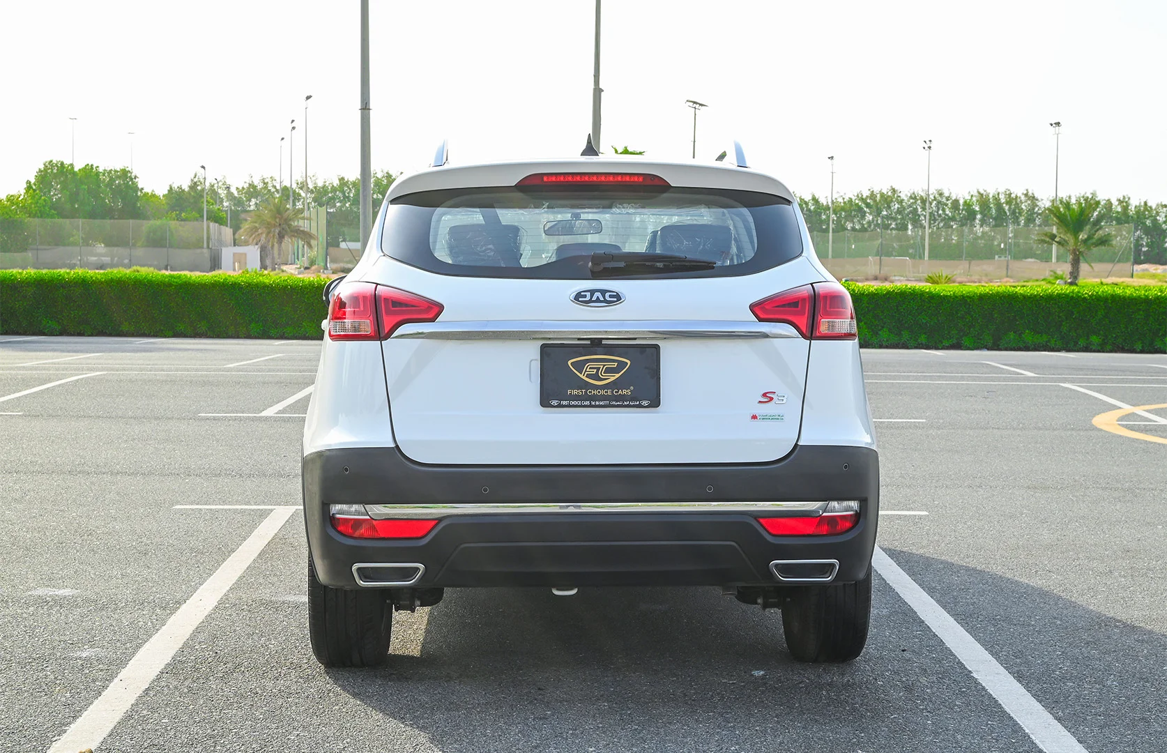 Used 2023 JAC S3 Luxury White – Back/Rear View at First Choice Cars Sharjah
