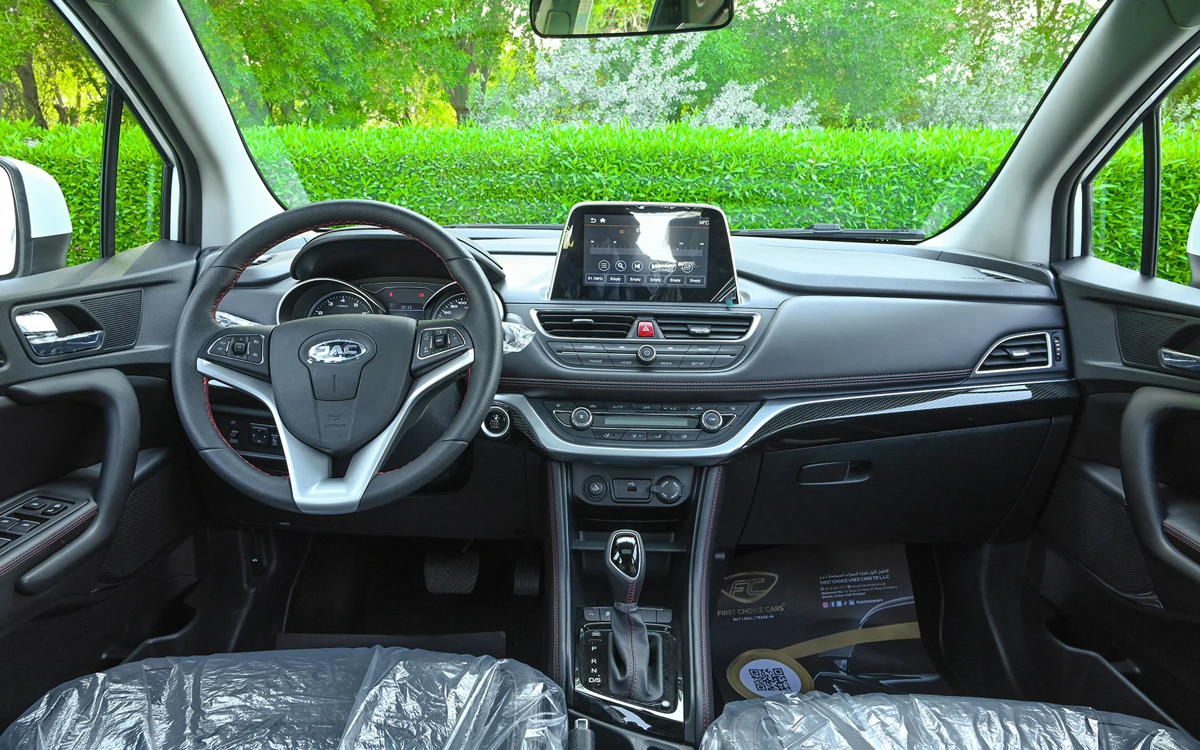 Used 2023 JAC S3 Luxury White – Front Cabin / Dashboard Full View at First Choice Cars Sharjah