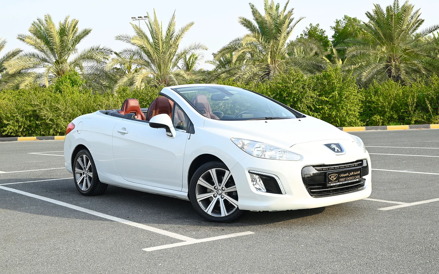 Used 2014 Peugeot 308 CC Convertible in White – Right Front Diagonal (45°) View for Sale at First Choice Cars Dubai Sharjah