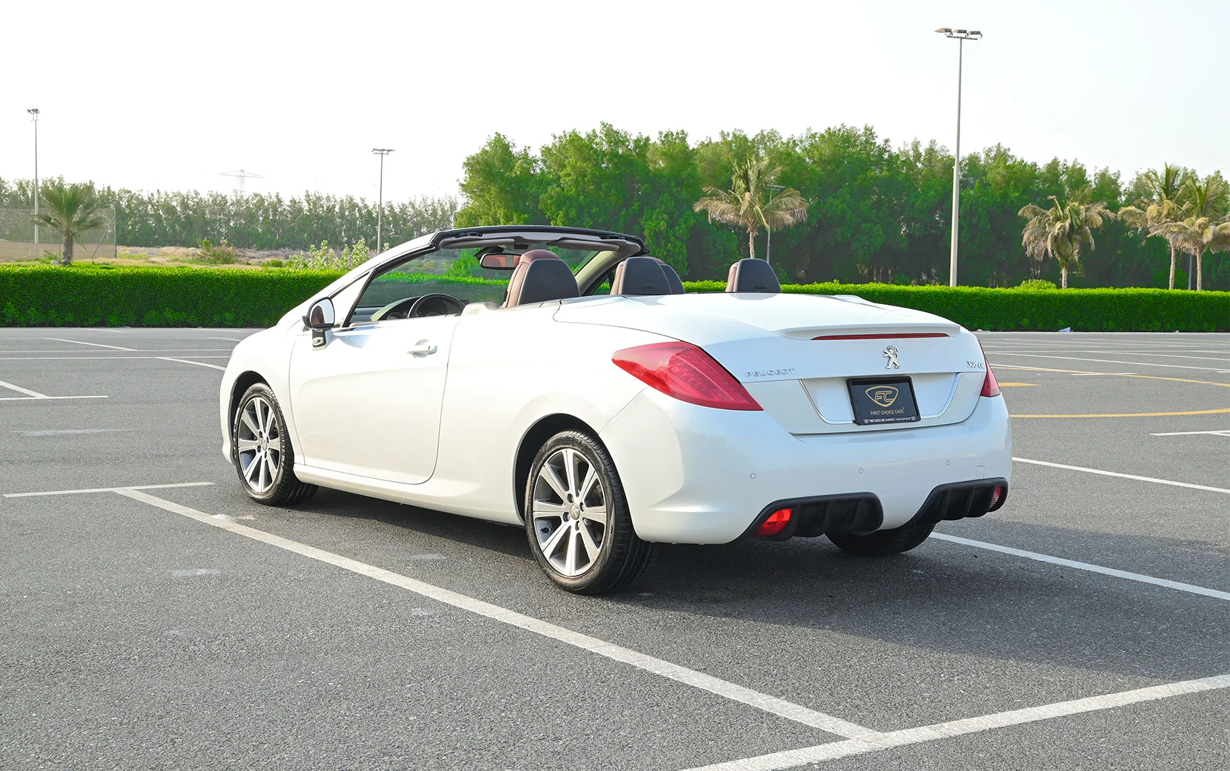 Used 2014 Peugeot 308 CC Convertible in White – Left Back Diagonal (45°) View for Sale at First Choice Cars Dubai Sharjah