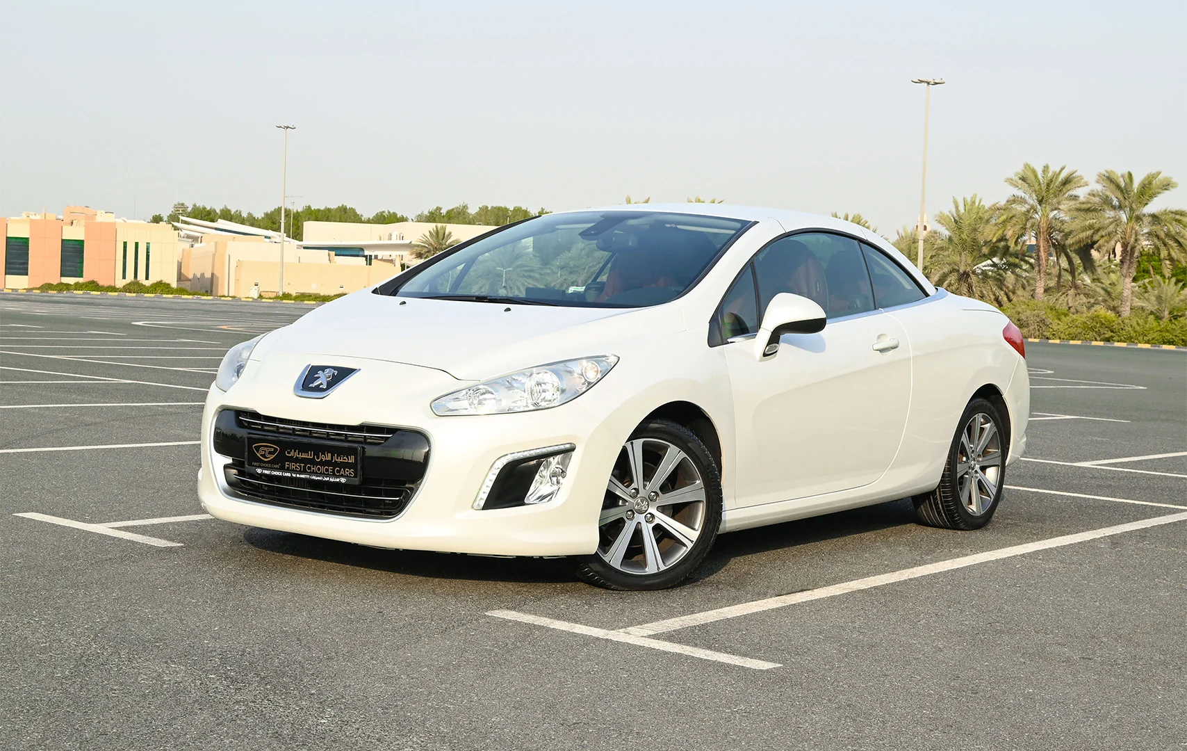 Used 2014 Peugeot 308 CC Convertible in White – Left Front Diagonal (45°) View for Sale at First Choice Cars Dubai Sharjah