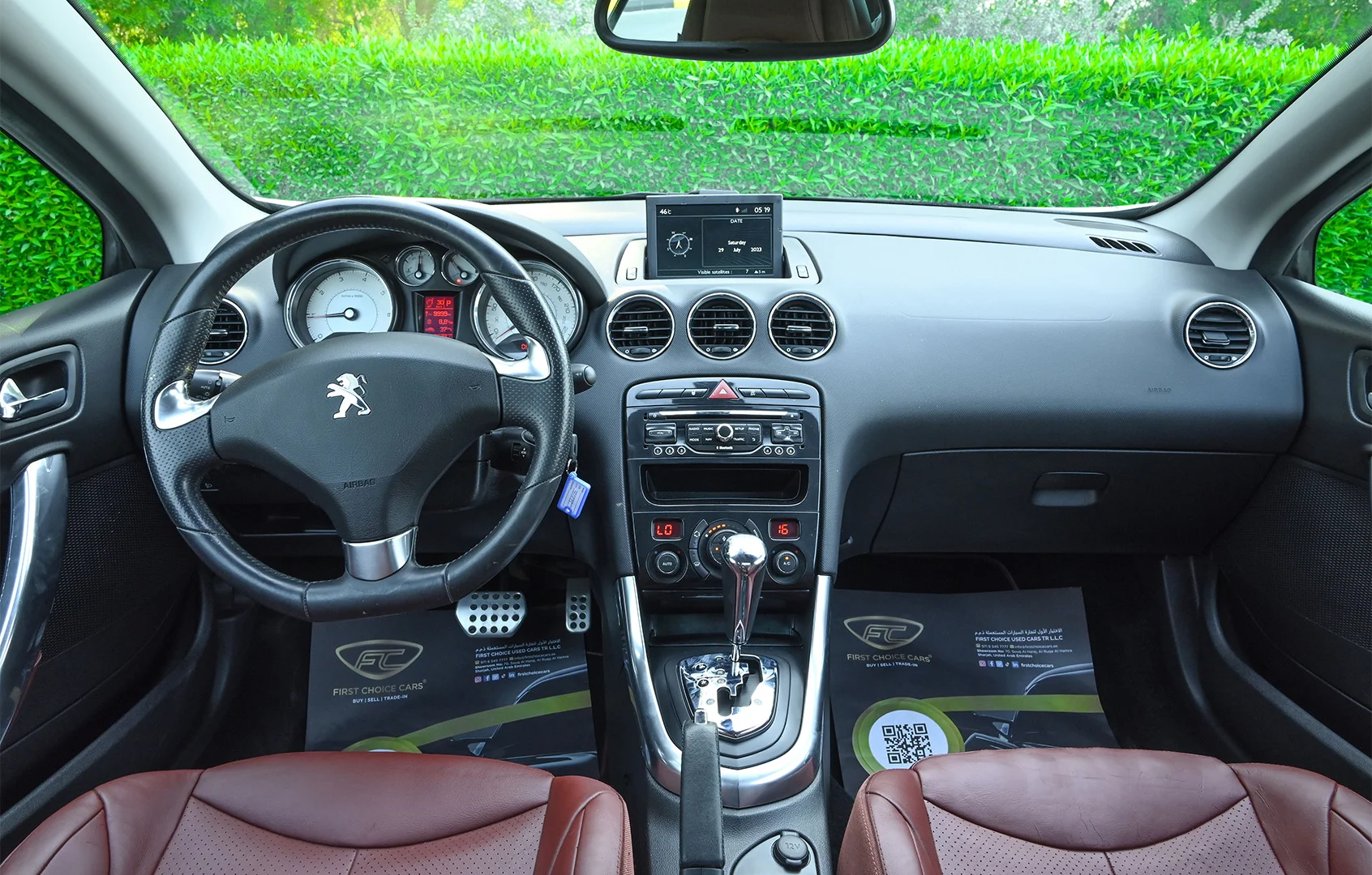 Used 2014 Peugeot 308 CC Convertible in White – Front Cabin / Dashboard Full View for Sale at First Choice Cars Dubai Sharjah