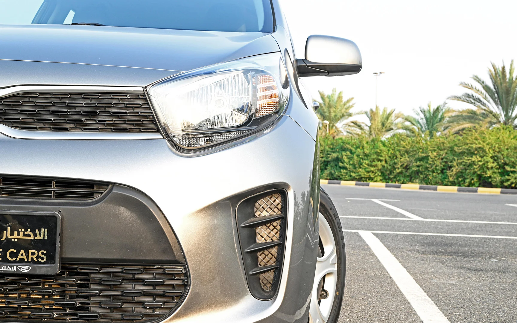 Used 2019 KIA Picanto Lx Grey – Headlight Close-up at First Choice Cars Sharjah