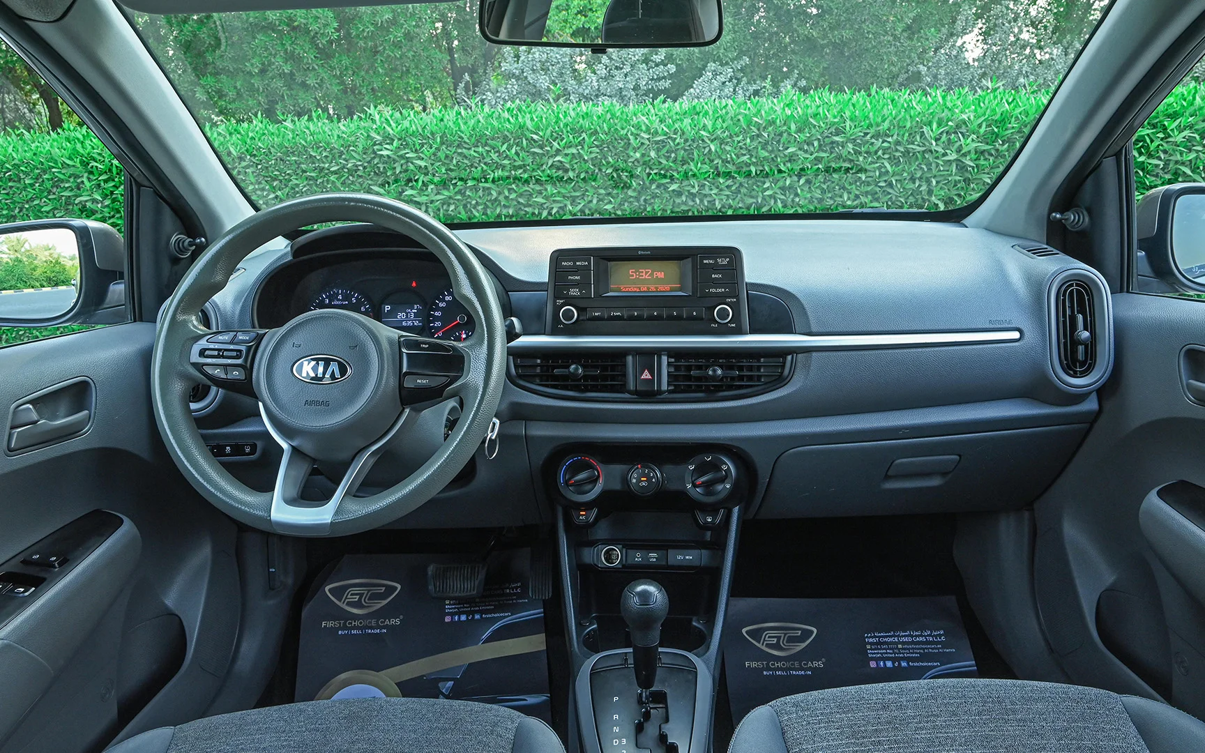 Used 2019 KIA Picanto Lx Grey – Front Cabin / Dashboard Full View at First Choice Cars Sharjah