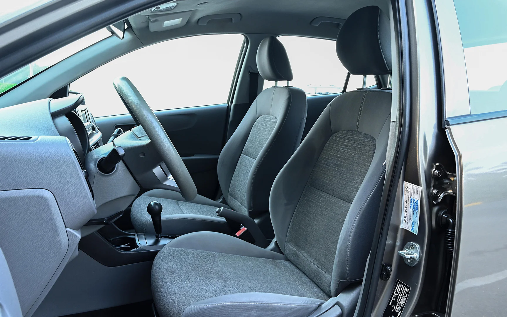 Used 2019 KIA Picanto Lx Grey – Front Driver Side Cabin View at First Choice Cars Sharjah