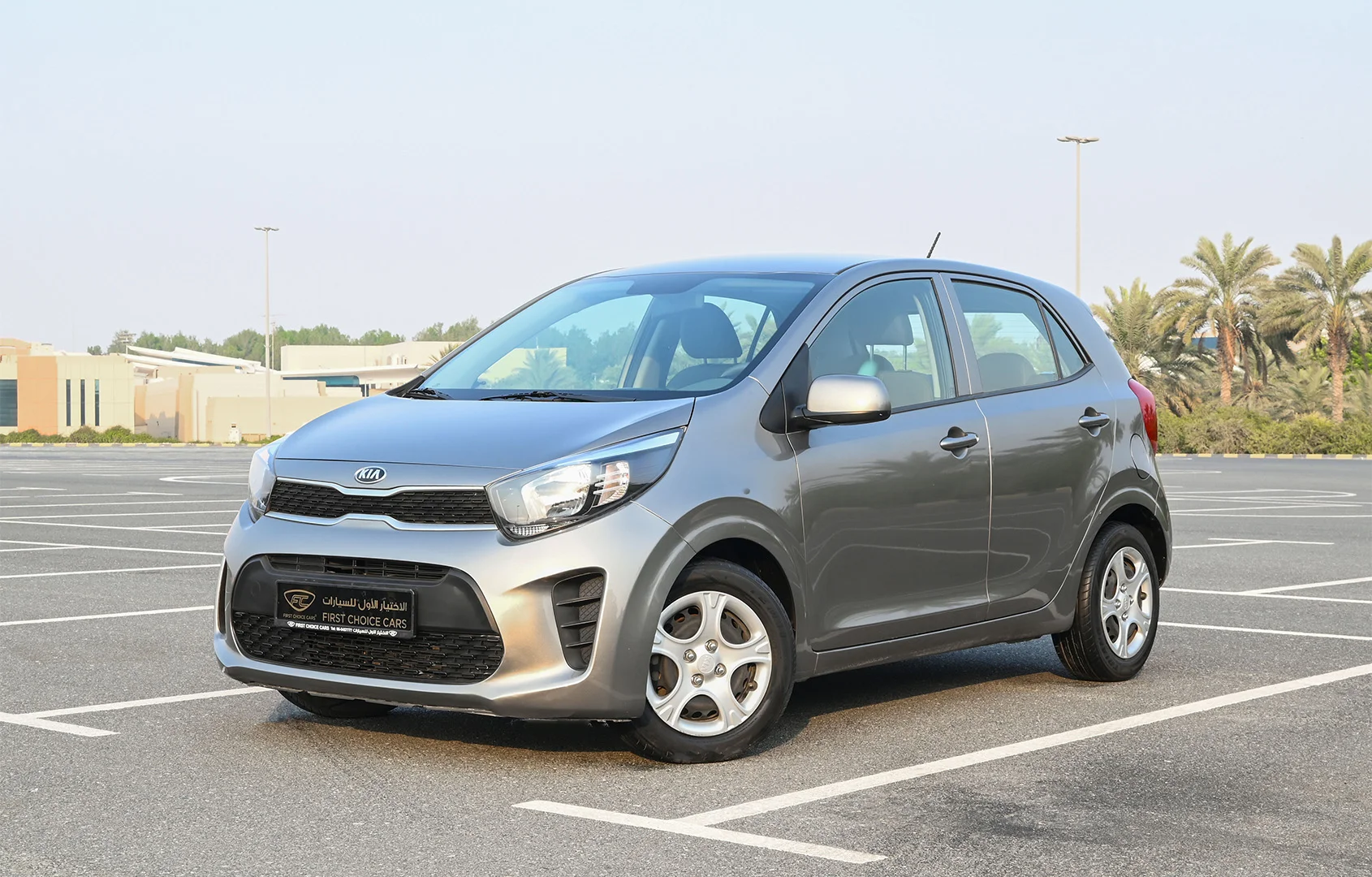 Used 2019 KIA Picanto Lx Grey – Left Front Diagonal (45°) View at First Choice Cars Sharjah