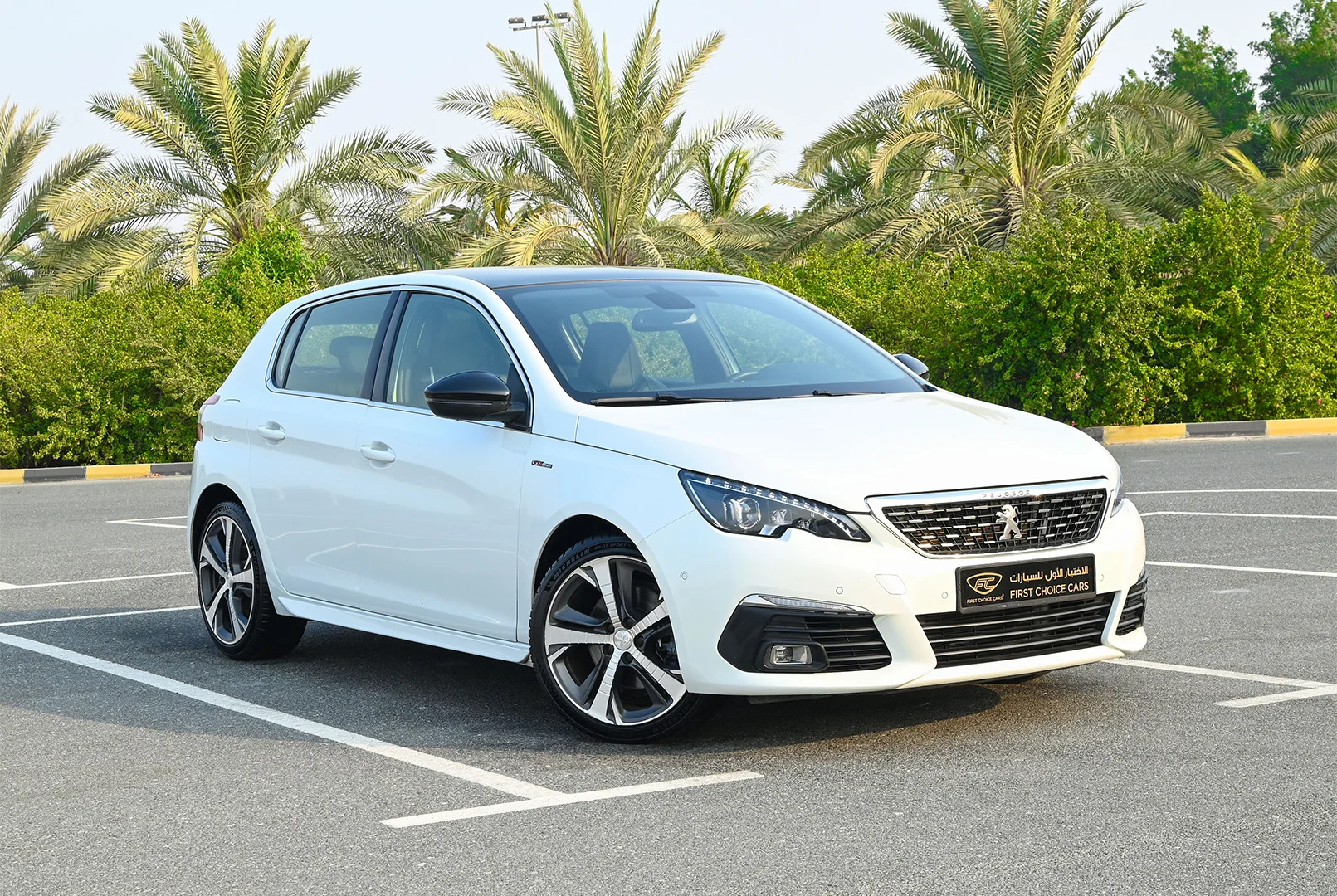Used 2018 Peugeot 308 GT Line White – Right Front Diagonal (45°) View at First Choice Cars Sharjah