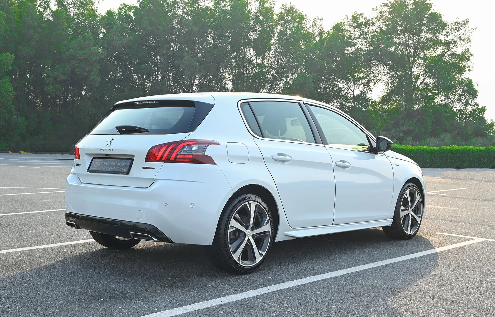 Used 2018 Peugeot 308 GT Line White – Right Back Diagonal (45°) View at First Choice Cars Sharjah