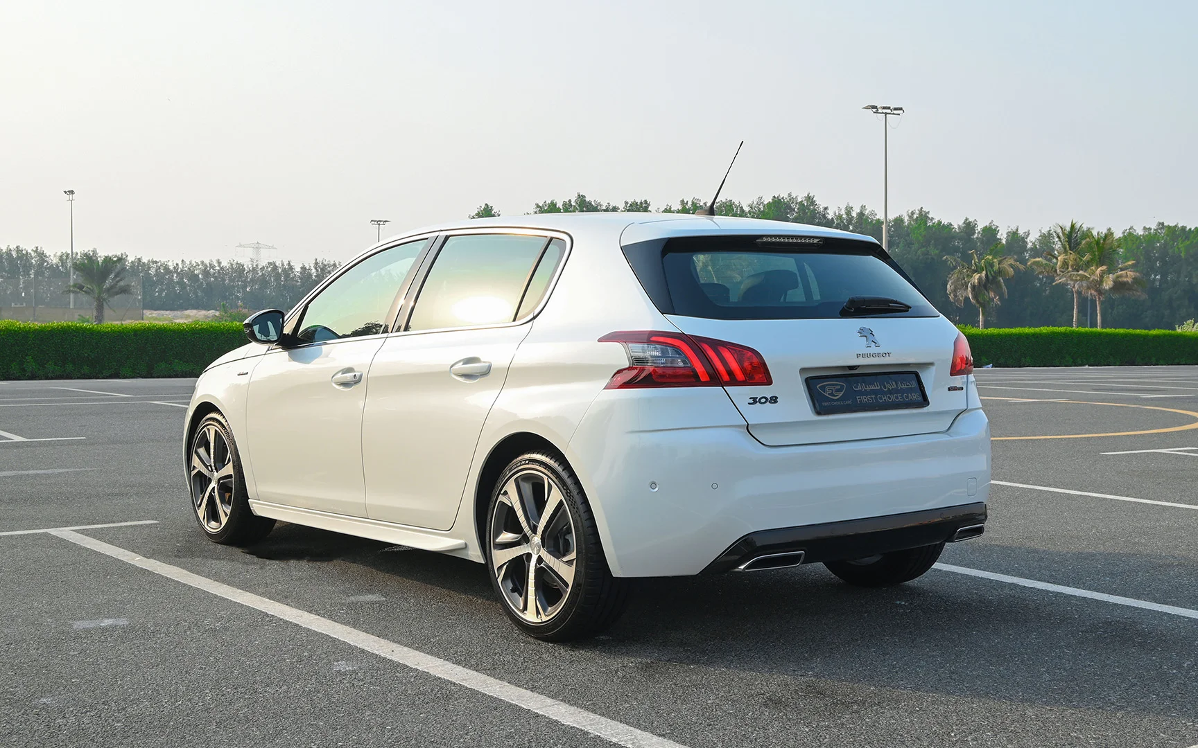 Used 2018 Peugeot 308 GT Line White – Left Back Diagonal (45°) View at First Choice Cars Sharjah
