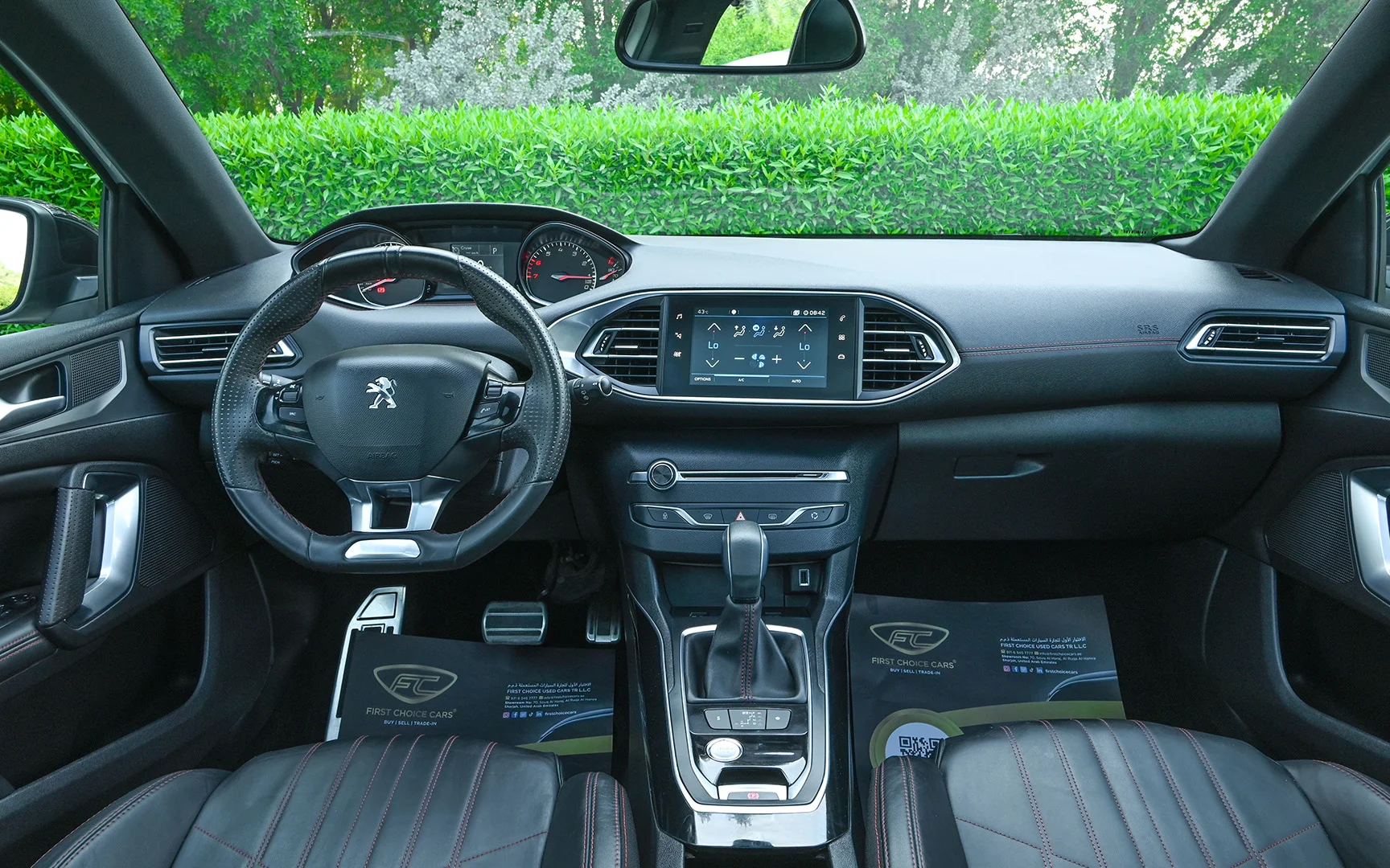 Used 2018 Peugeot 308 GT Line White – Front Cabin / Dashboard Full View at First Choice Cars Sharjah