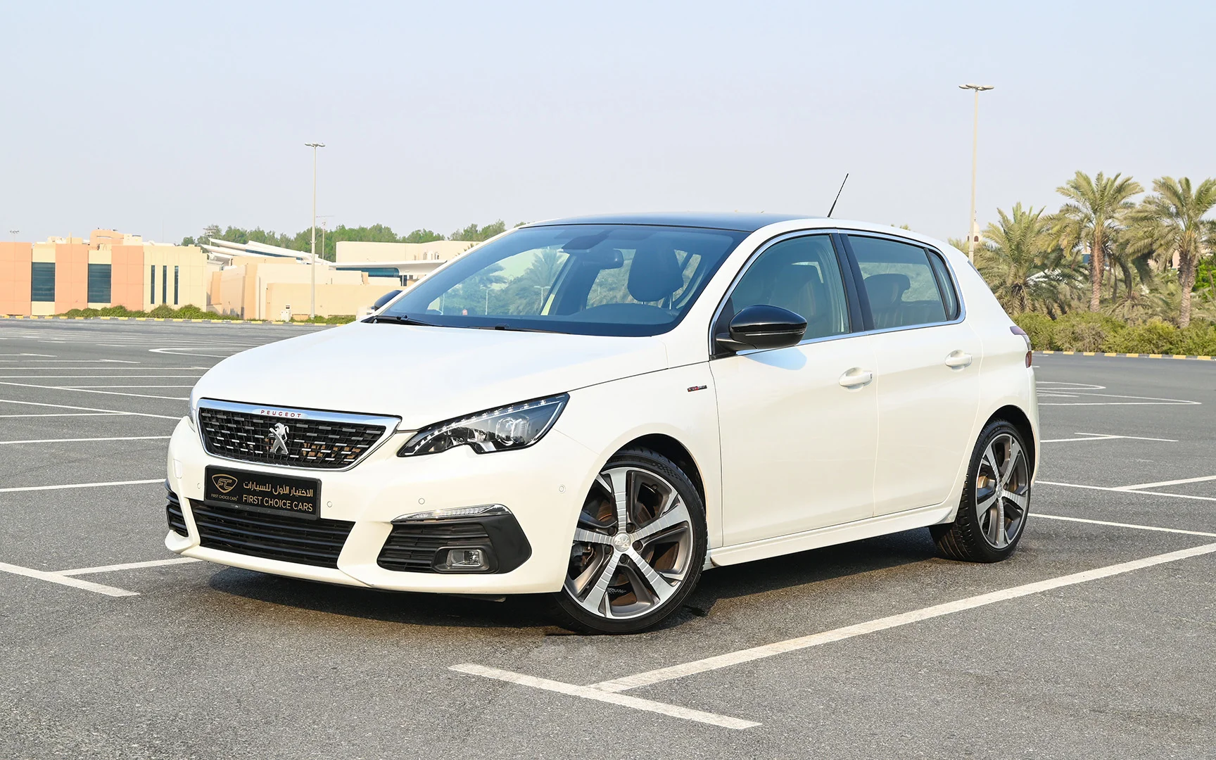 Used 2018 Peugeot 308 GT Line White – Left Front Diagonal (45°) View at First Choice Cars Sharjah