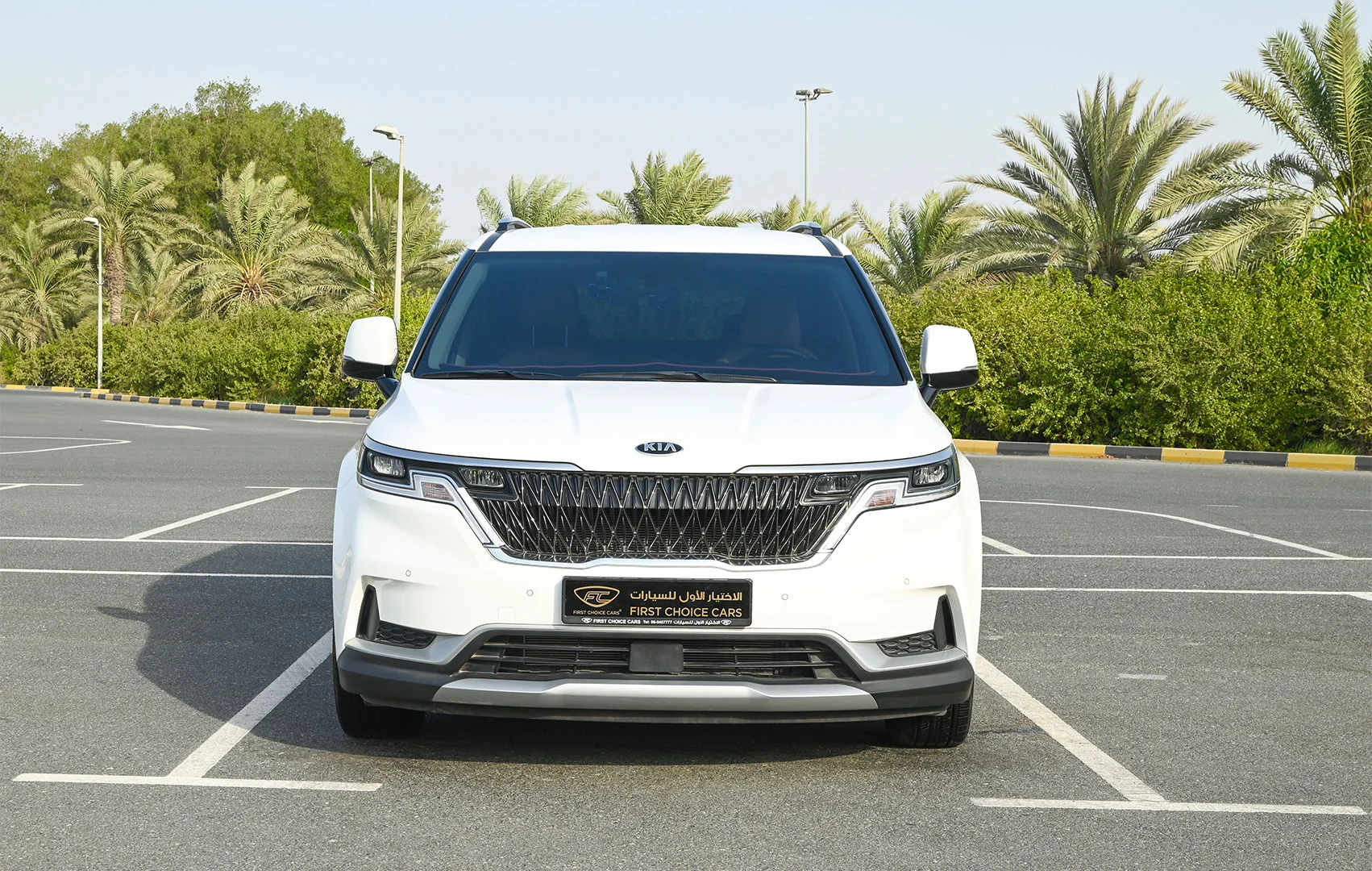 Used 2021 KIA Carnival Lx White – Front View at First Choice Cars Sharjah