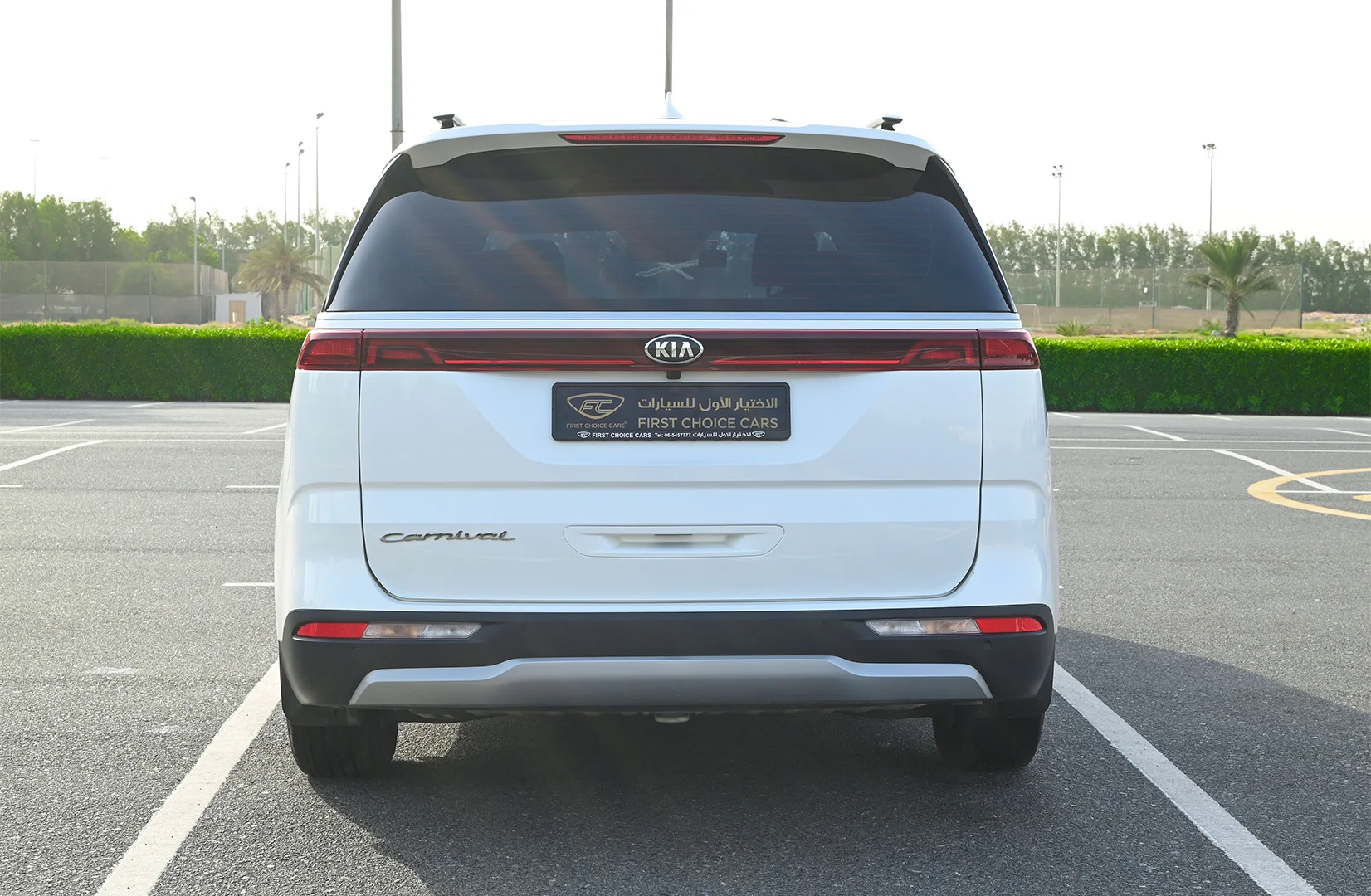 Used 2021 KIA Carnival Lx White – Back/Rear View at First Choice Cars Sharjah