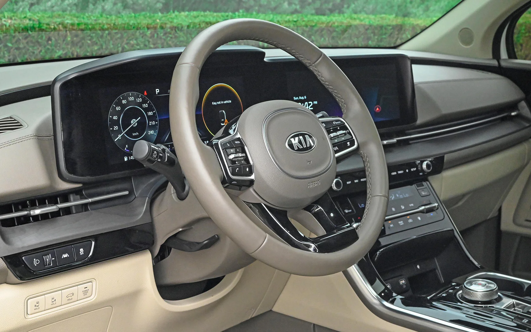 Used 2021 KIA Carnival Ex White – Driver Side Dashboard & Steering View at First Choice Cars Sharjah