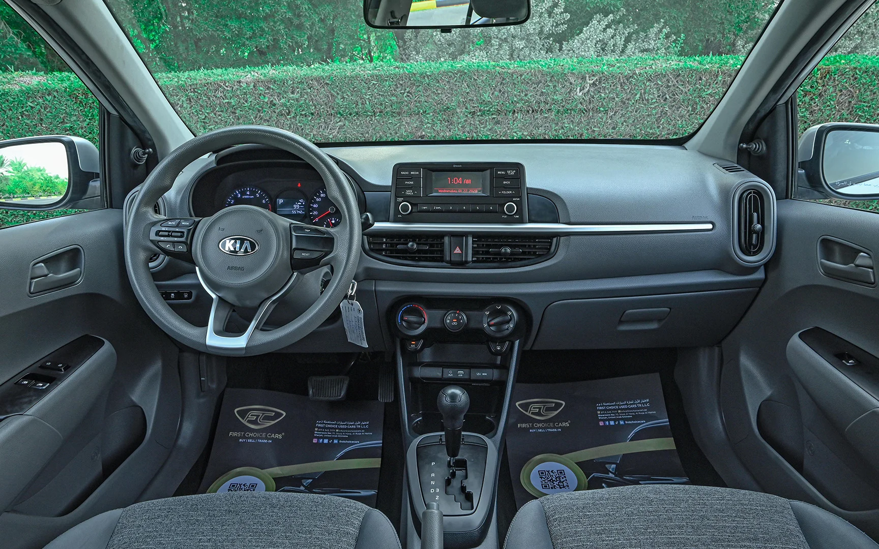 Used 2020 KIA Picanto Lx Silver – Front Cabin / Dashboard Full View at First Choice Cars Sharjah