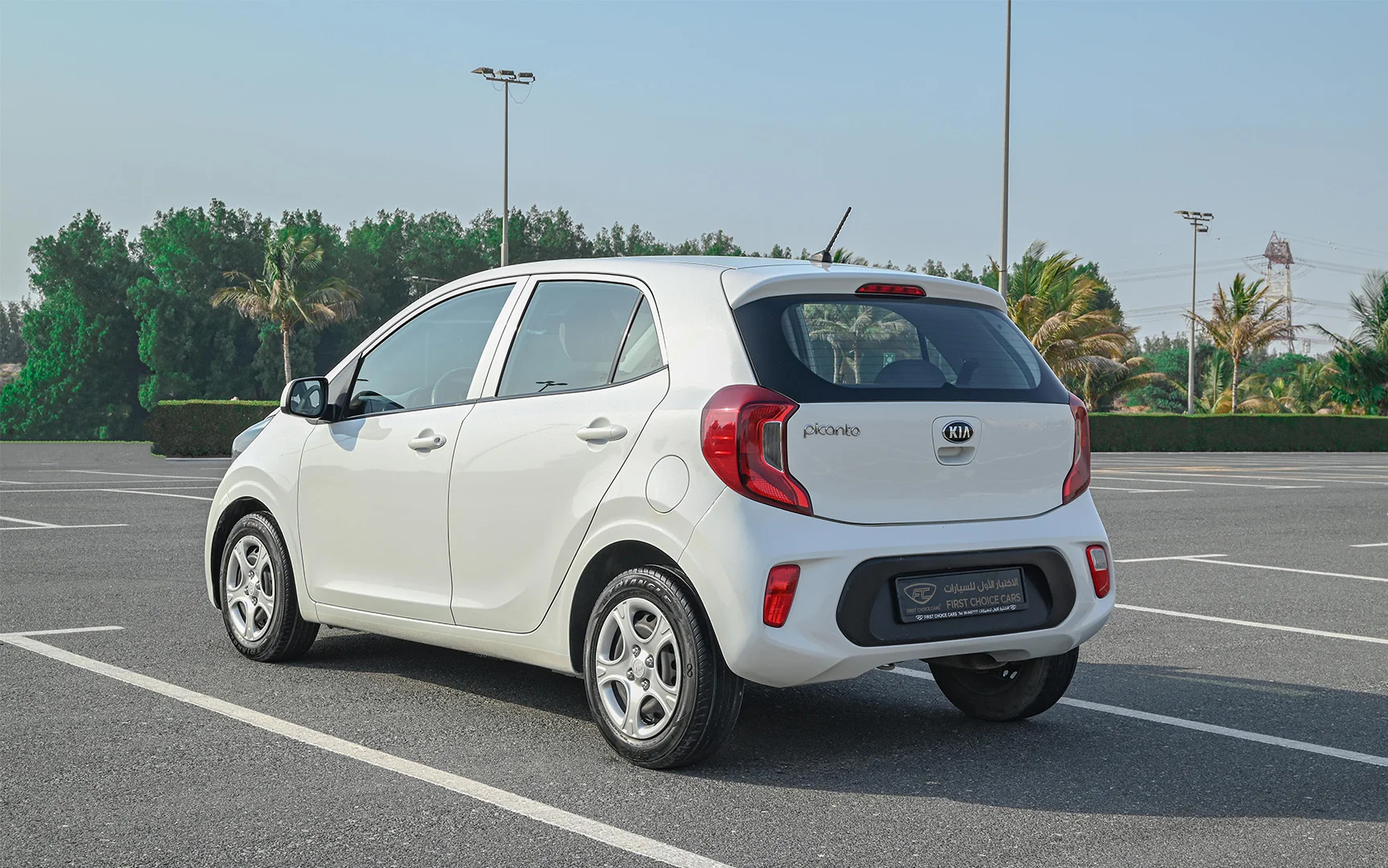 Used 2019 KIA Picanto LX White – Left Front Diagonal (45°) View at First Choice Cars Sharjah