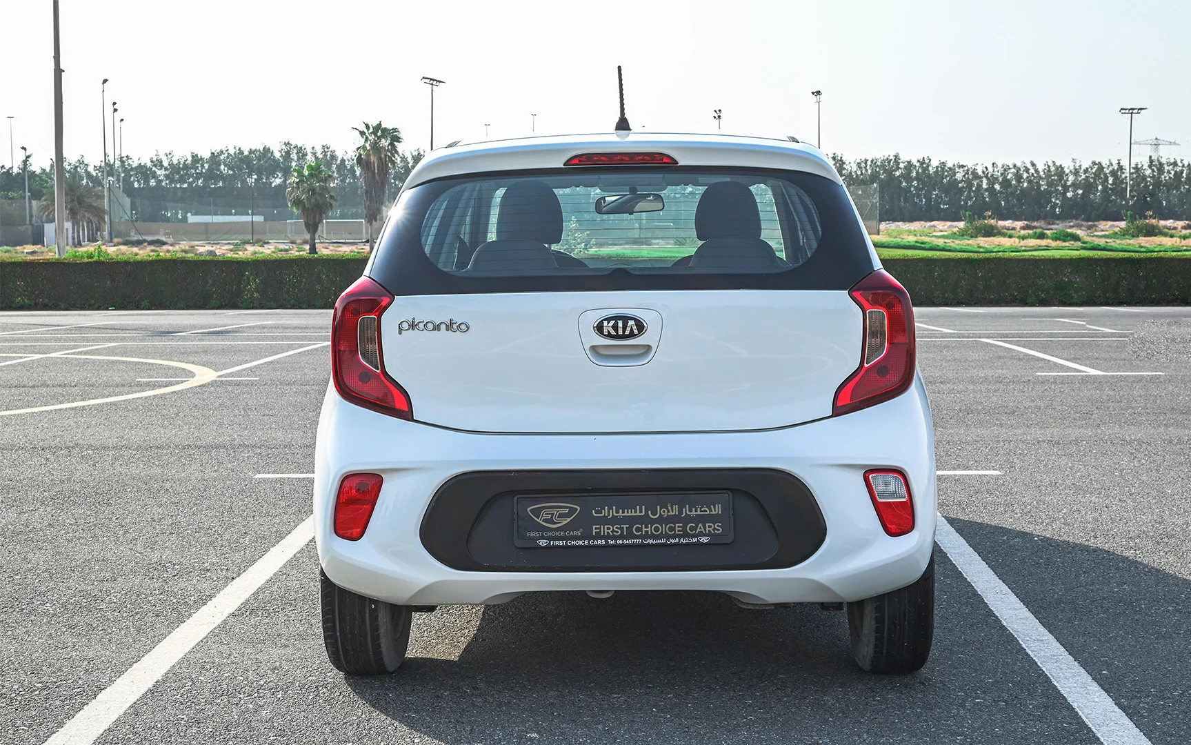 Used 2019 KIA Picanto LX White – Back/Rear View at First Choice Cars Sharjah