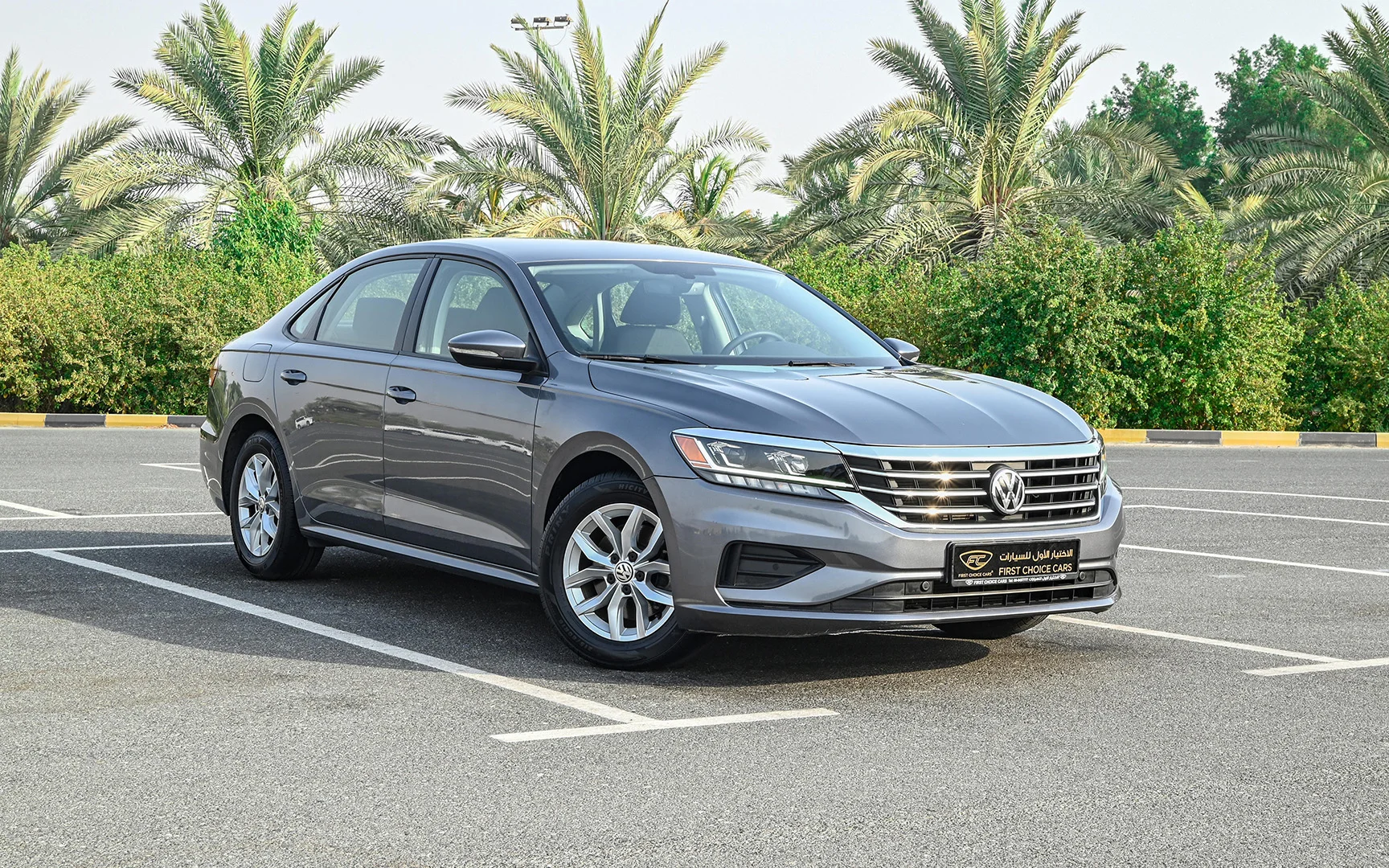 Used 2020 Volkswagen PASSAT Comfortline Grey – Right Front Diagonal (45°) View at First Choice Cars Sharjah
