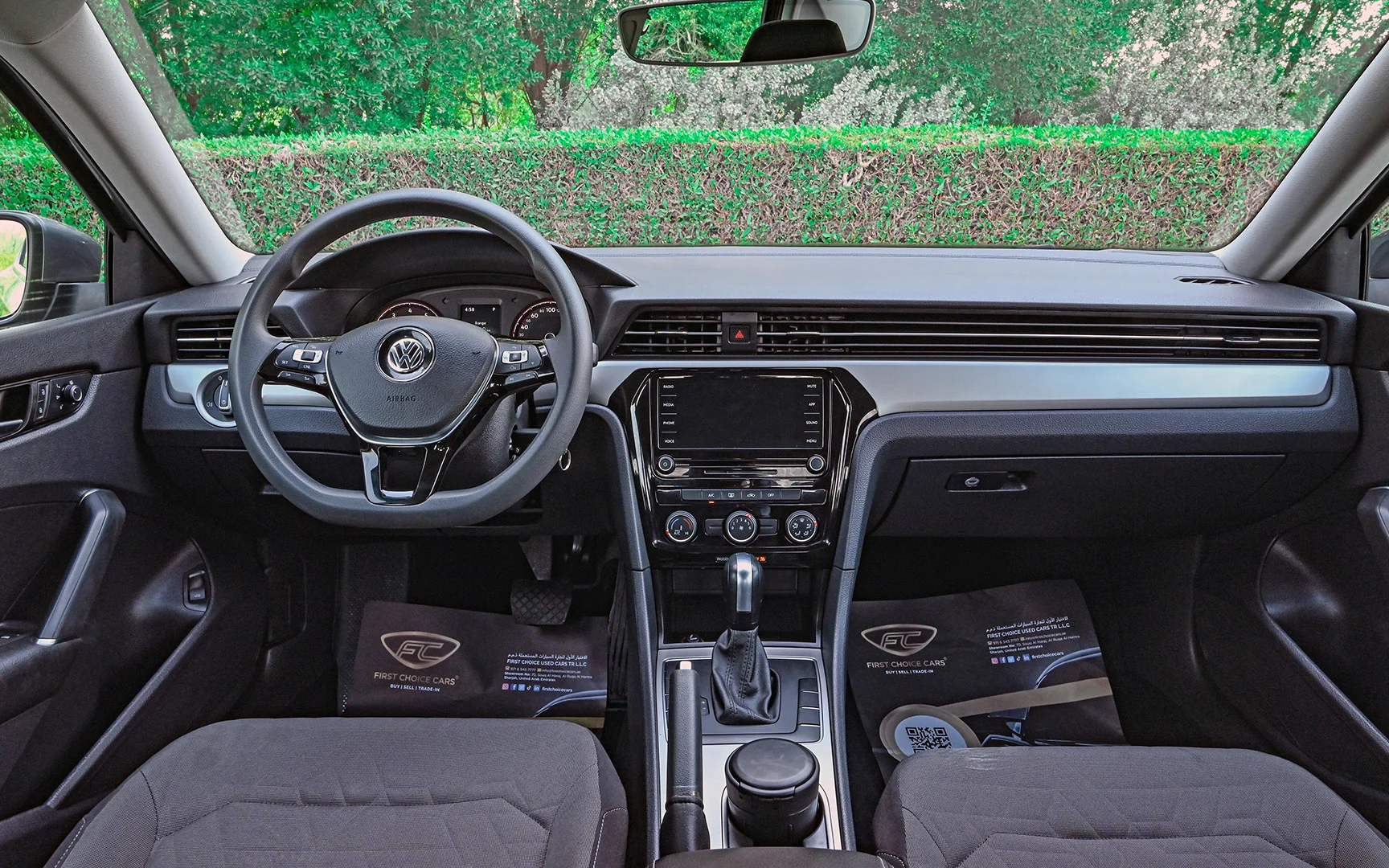 Used 2020 Volkswagen PASSAT Comfortline Grey – Front Cabin / Dashboard Full View at First Choice Cars Sharjah