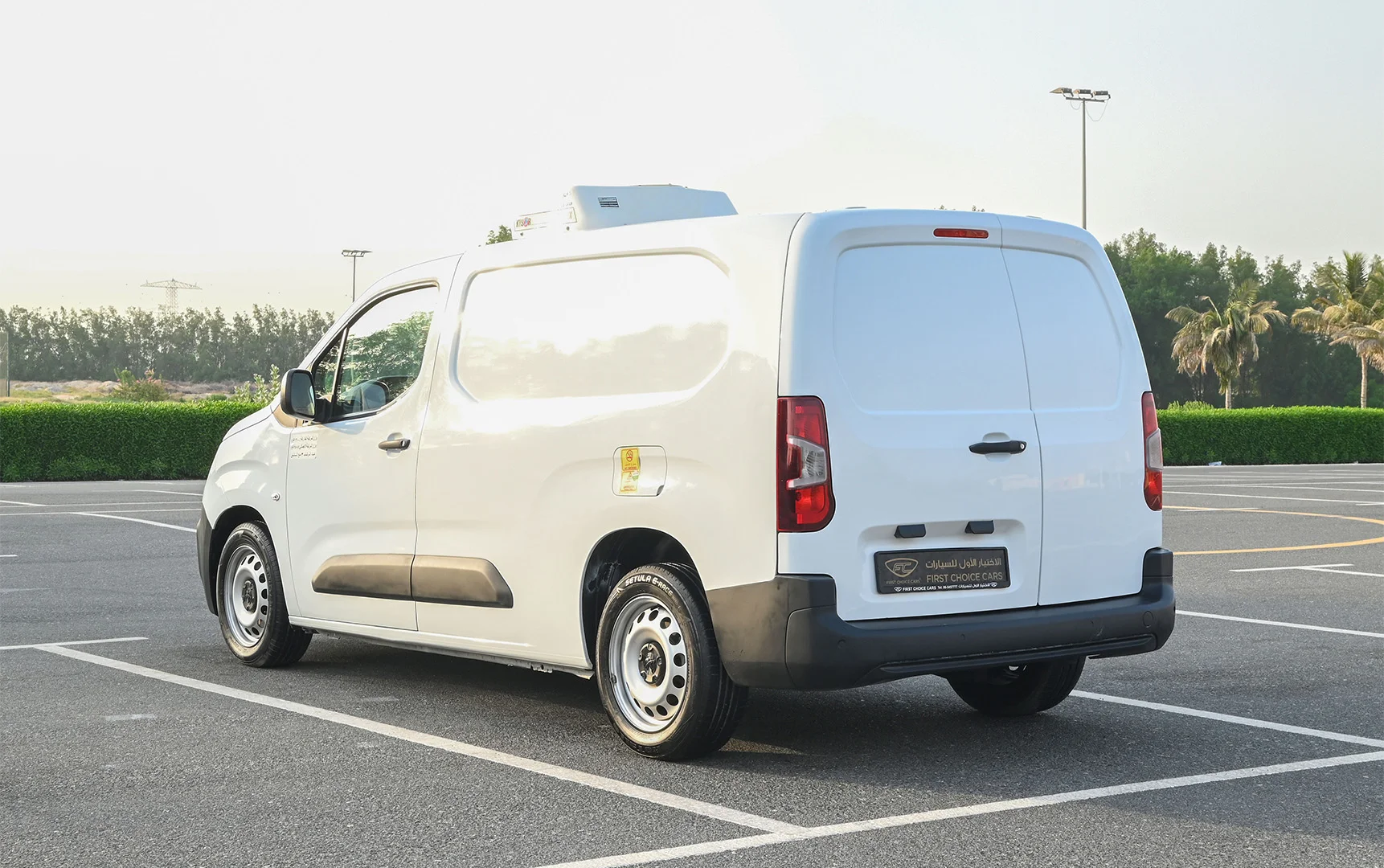 Used 2020 Peugeot Partner Long Van in White – Left Back Diagonal (45°) View for Sale at First Choice Cars Dubai Sharjah