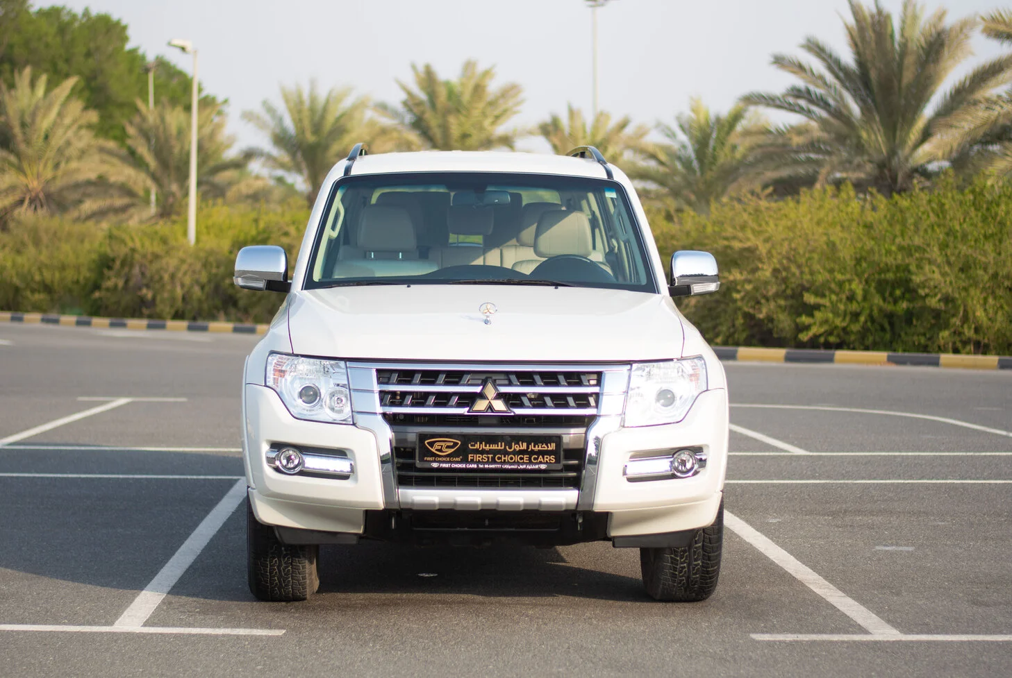Used 2019 Mitsubishi PAJERO GLS White – Front View at First Choice Cars Sharjah