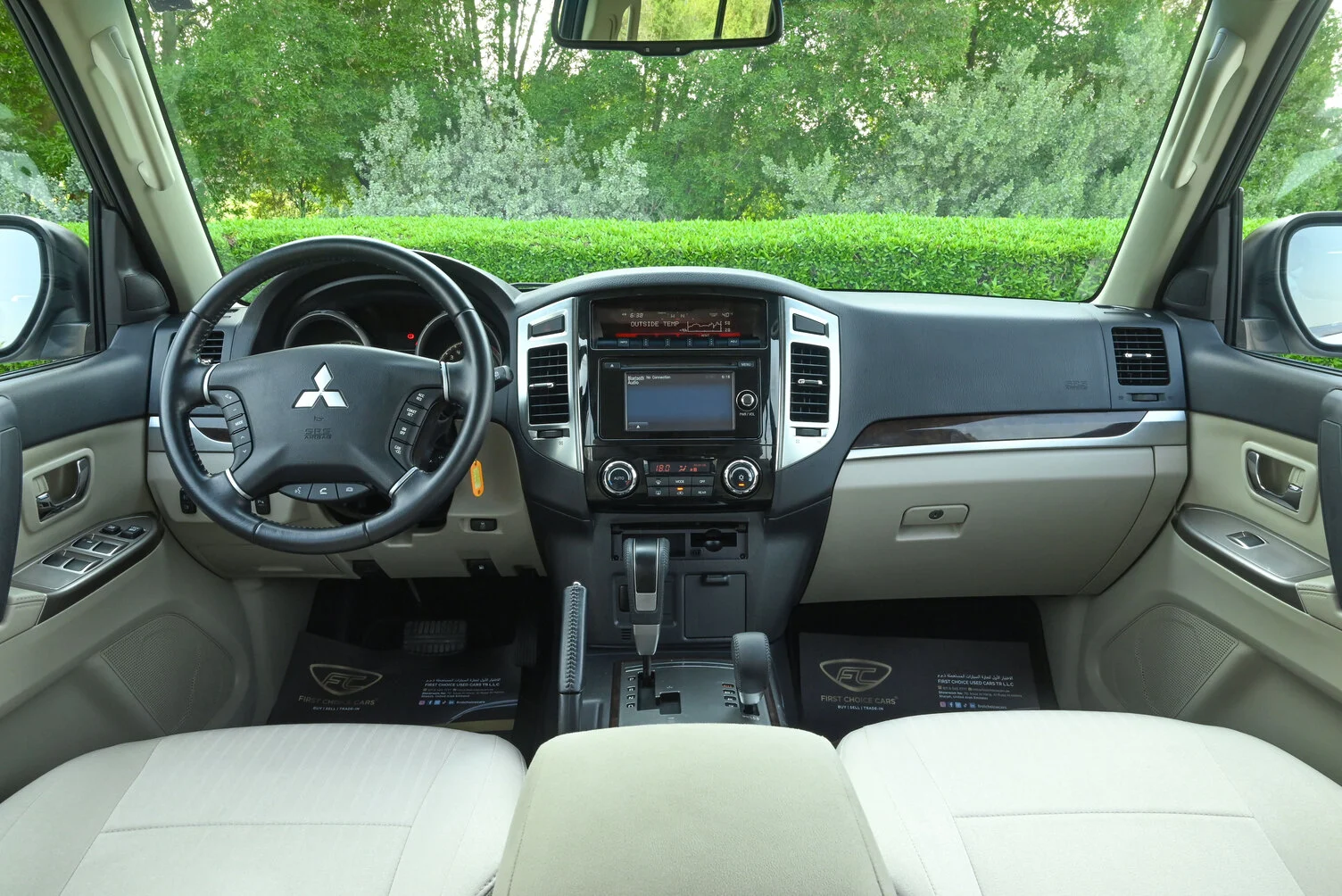 Used 2019 Mitsubishi PAJERO GLS White – Front Cabin / Dashboard Full View at First Choice Cars Sharjah