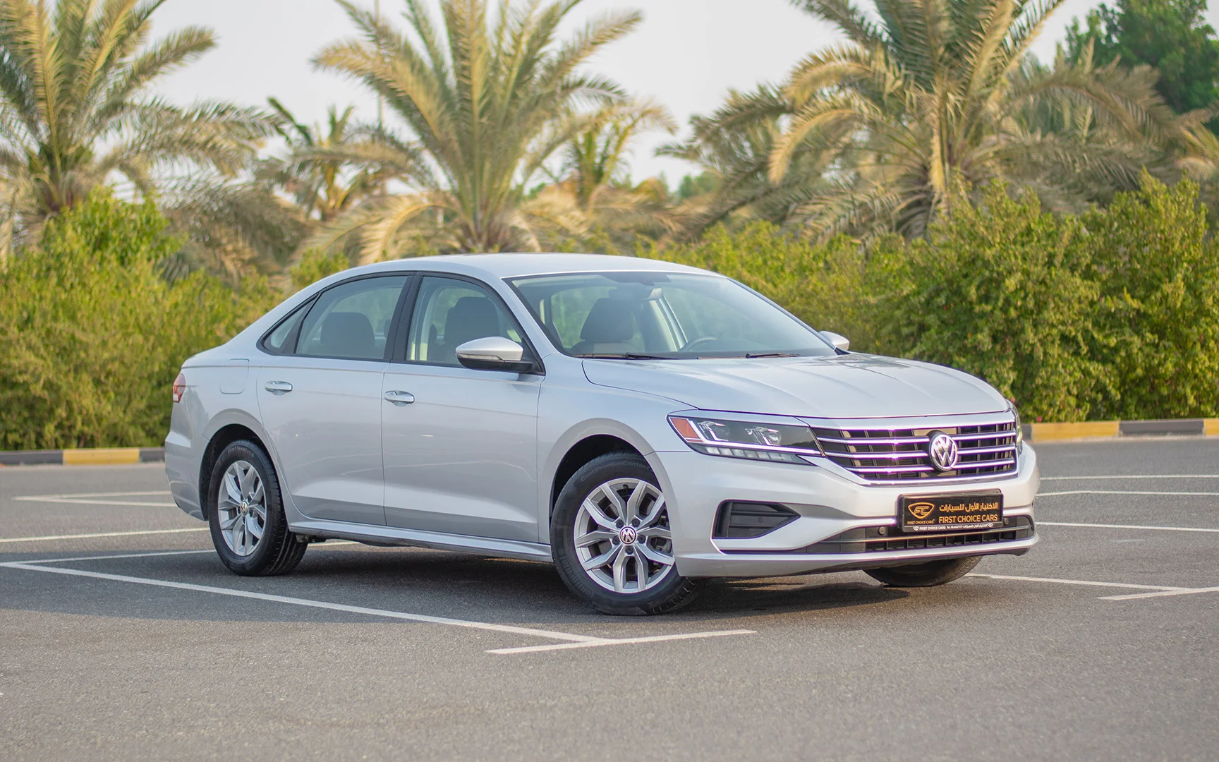 Used 2020 Volkswagen PASSAT Comfortline Silver – Right Front Diagonal (45°) View at First Choice Cars Sharjah