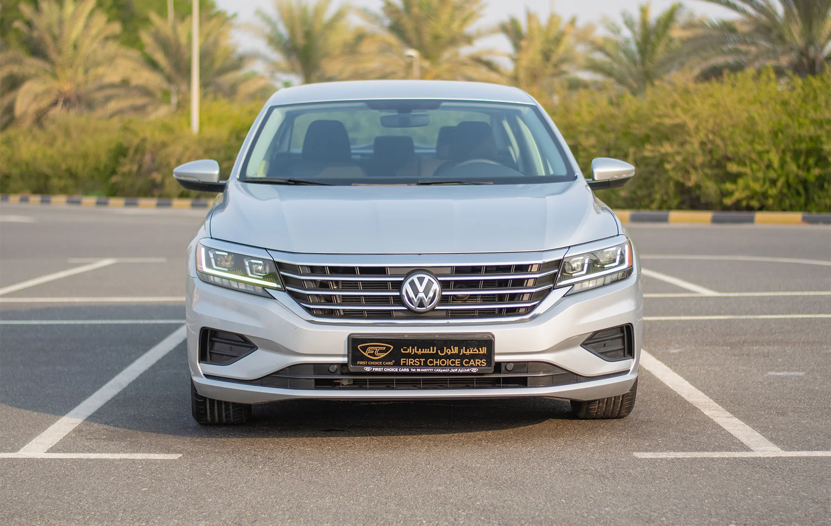 Used 2020 Volkswagen PASSAT Comfortline Silver – Front View at First Choice Cars Sharjah
