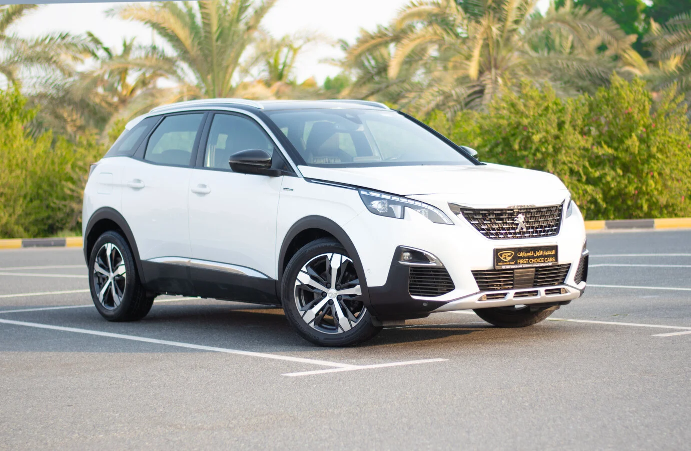 Used 2020 Peugeot 3008 GT Line White – Right Front Diagonal (45°) View at First Choice Cars Sharjah