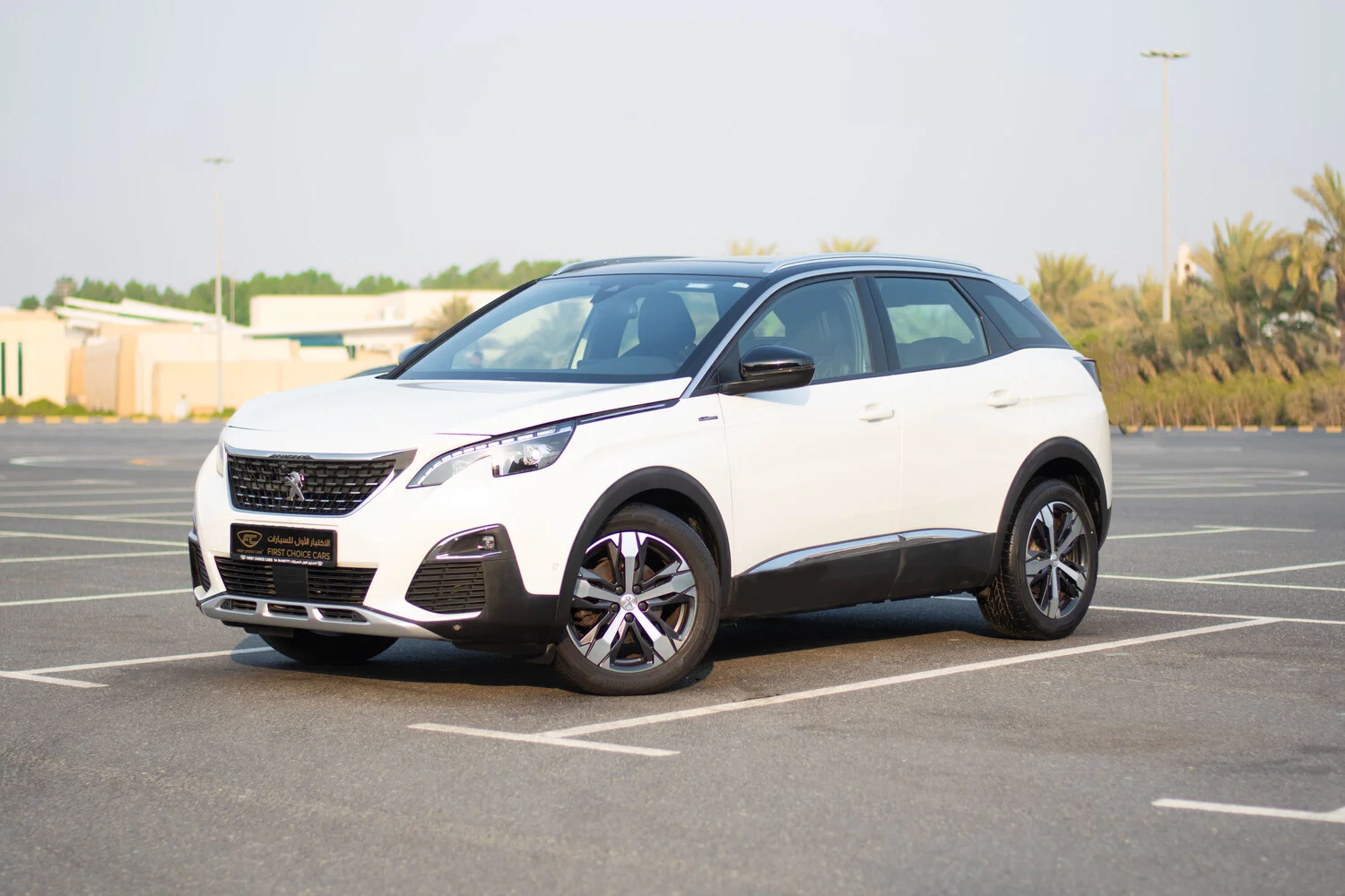 Used 2020 Peugeot 3008 GT Line White – Left Front Diagonal (45°) View at First Choice Cars Sharjah