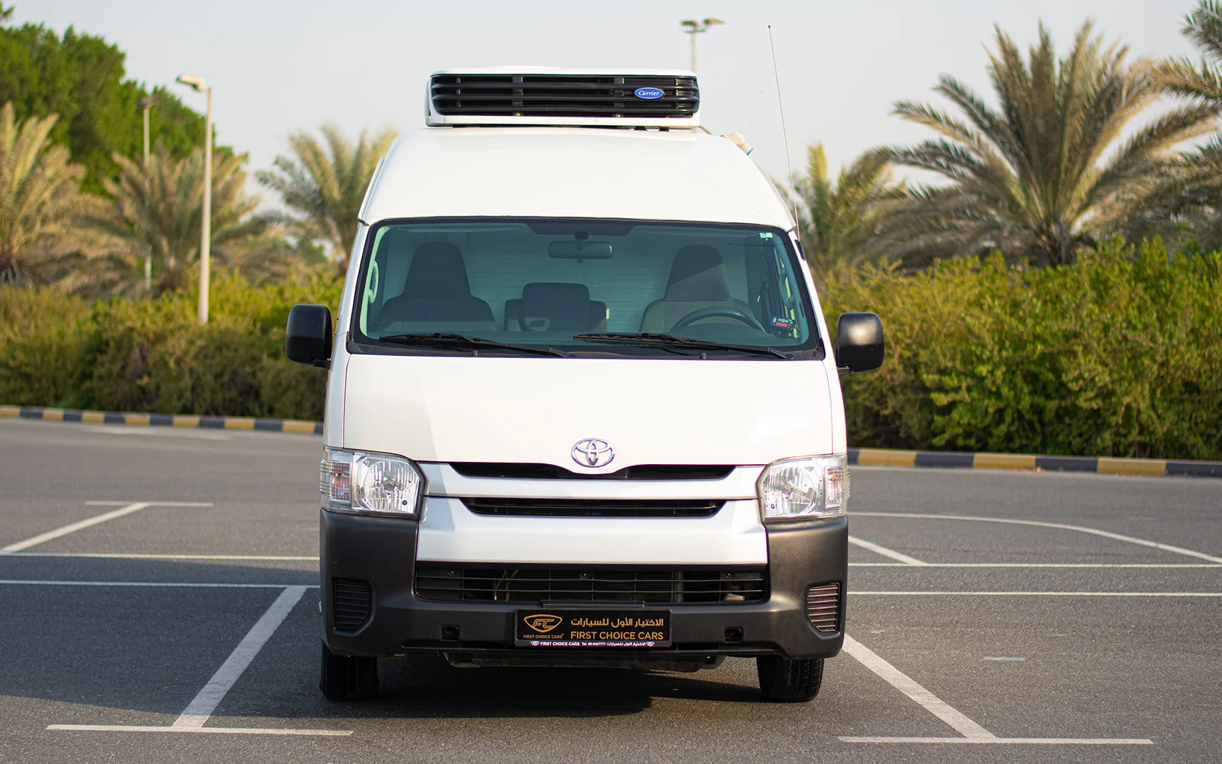 Used 2020 Toyota Hiace GL High Roof White – Front View at First Choice Cars Sharjah