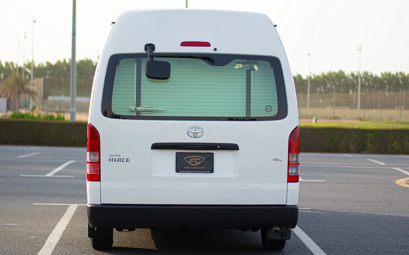 Used 2020 Toyota Hiace GL High Roof White – Back/Rear View at First Choice Cars Sharjah