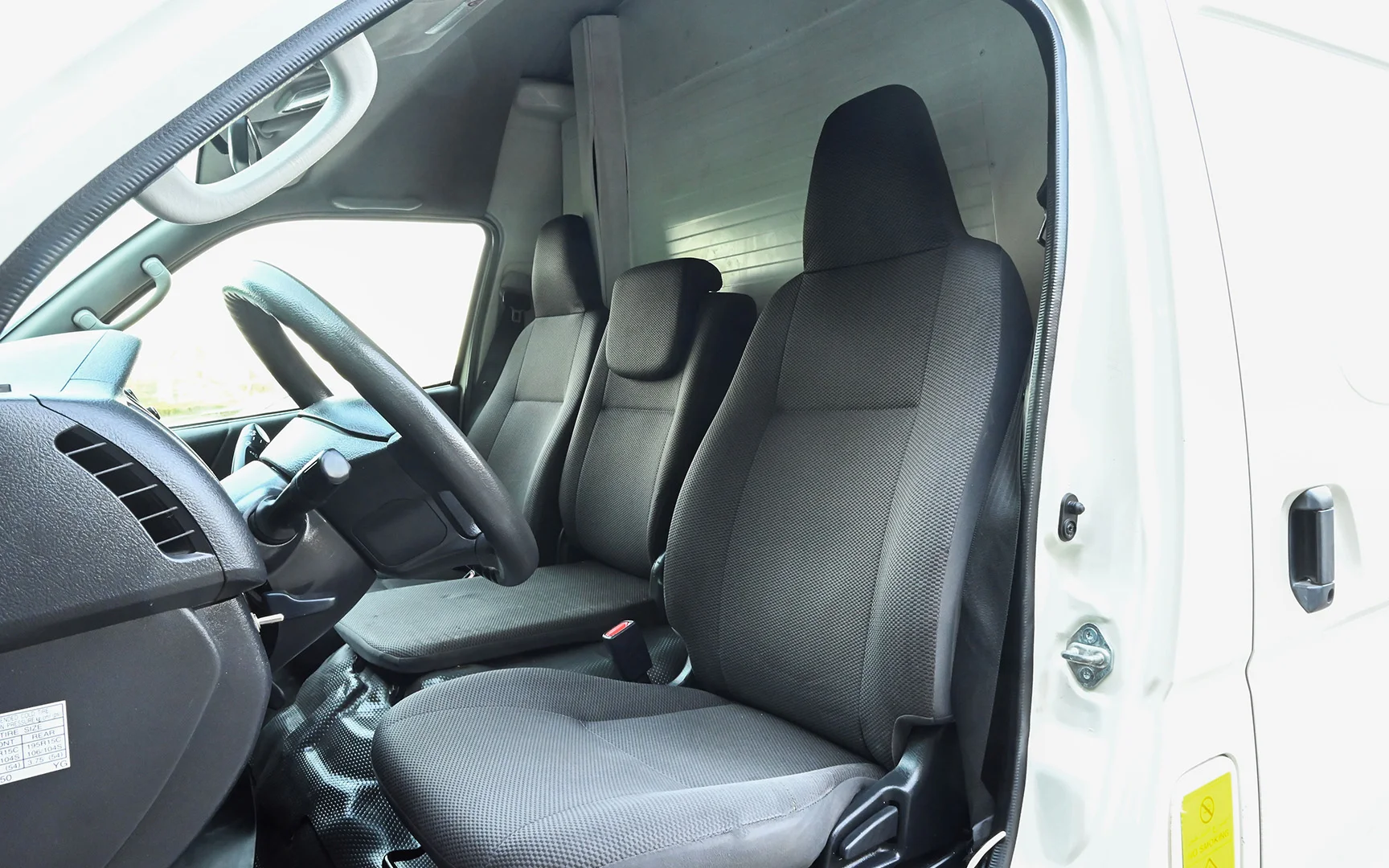 Used 2020 Toyota Hiace GL High Roof White – Front Driver Side Cabin View at First Choice Cars Sharjah
