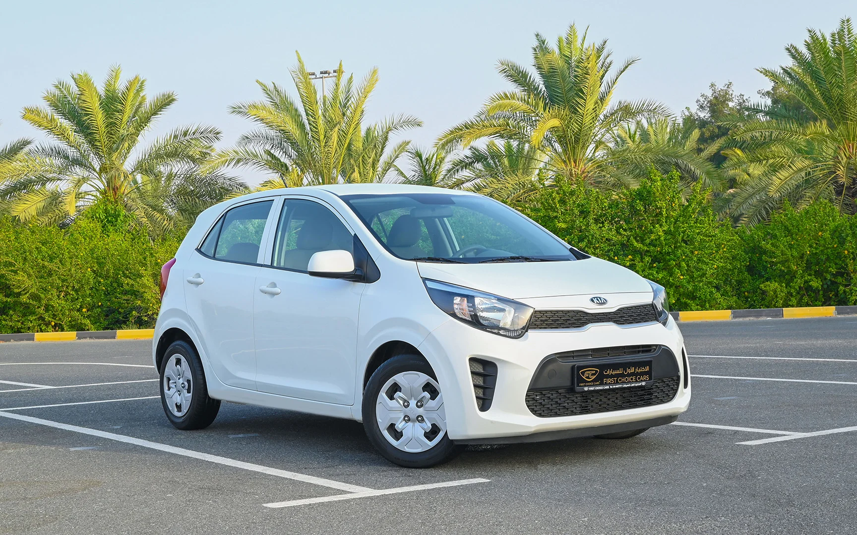 Used 2020 KIA Picanto Lx White – Right Front Diagonal (45°) View at First Choice Cars Sharjah