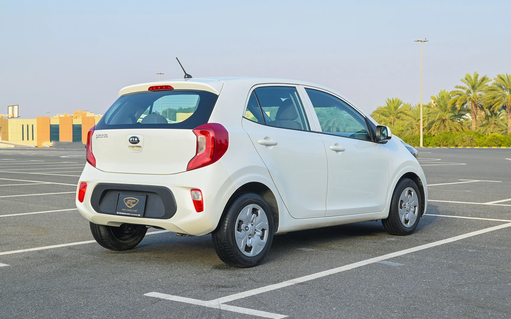 Used 2020 KIA Picanto Lx White – Right Back Diagonal (45°) View at First Choice Cars Sharjah