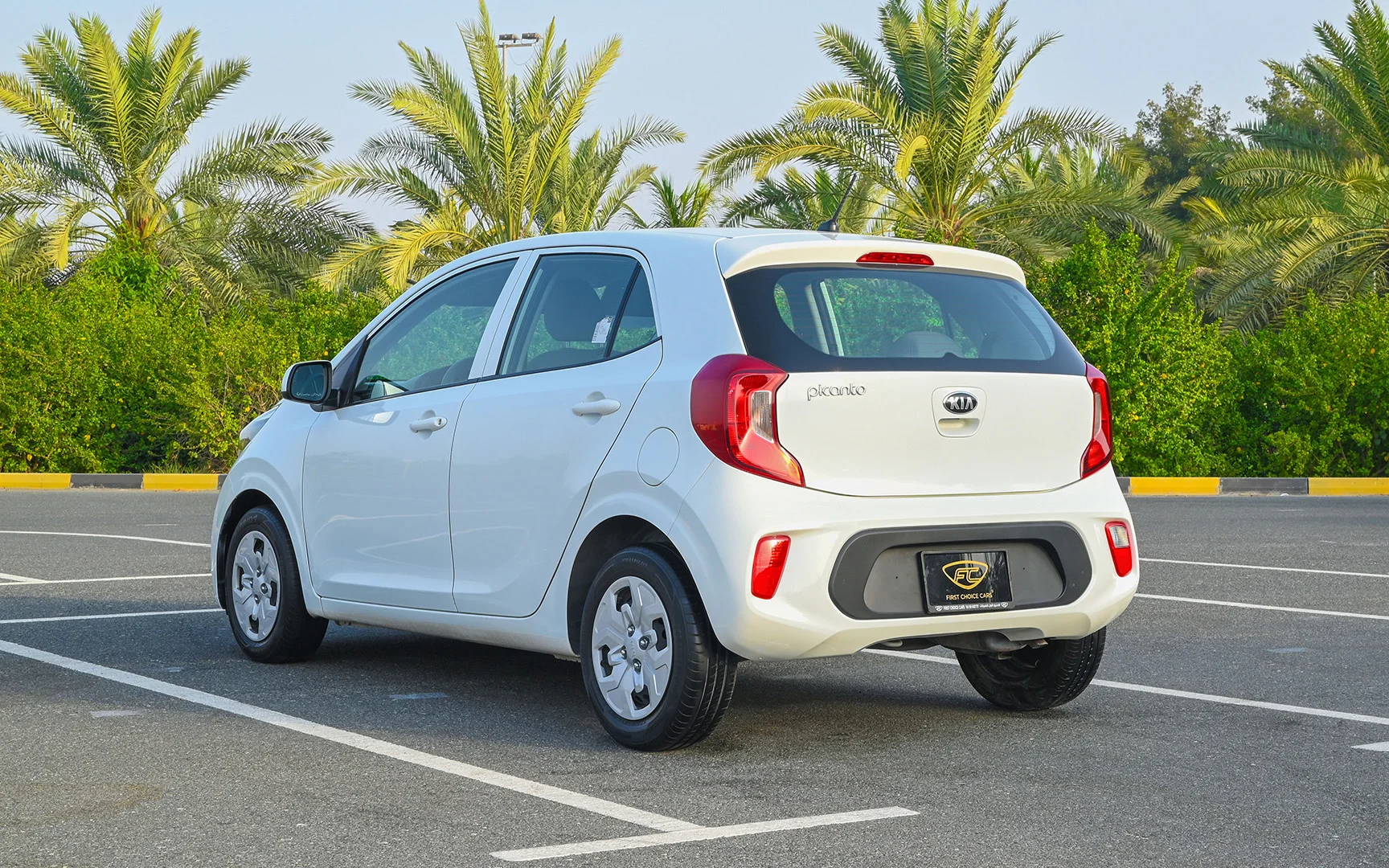 Used 2020 KIA Picanto Lx White – Left Back Diagonal (45°) View at First Choice Cars Sharjah