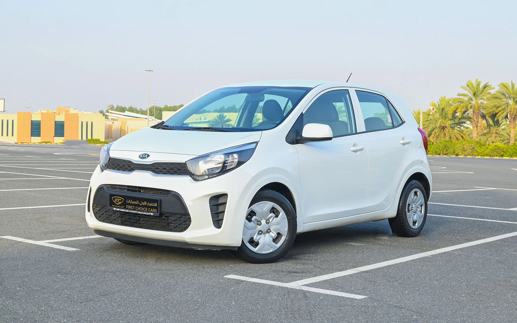 Used 2020 KIA Picanto Lx White – Left Front Diagonal (45°) View at First Choice Cars Sharjah