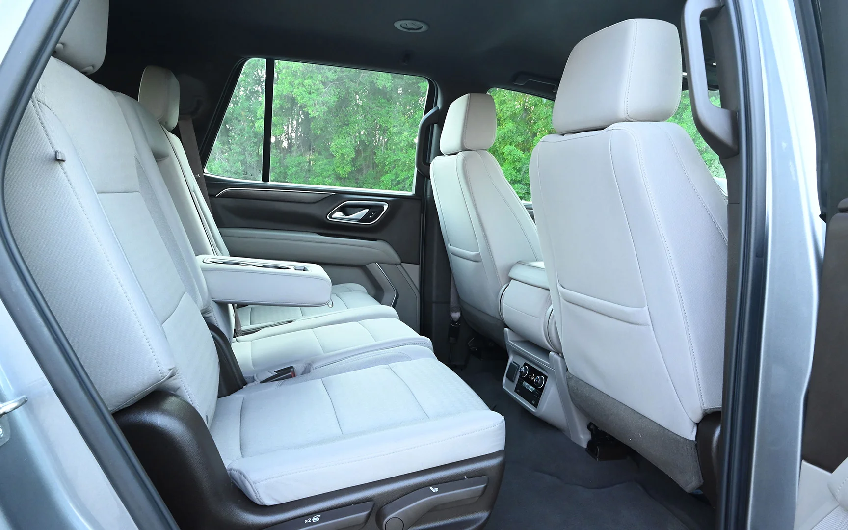 Used 2021 Chevrolet Tahoe LS Silver – Rear Passenger Side Cabin View at First Choice Cars Sharjah