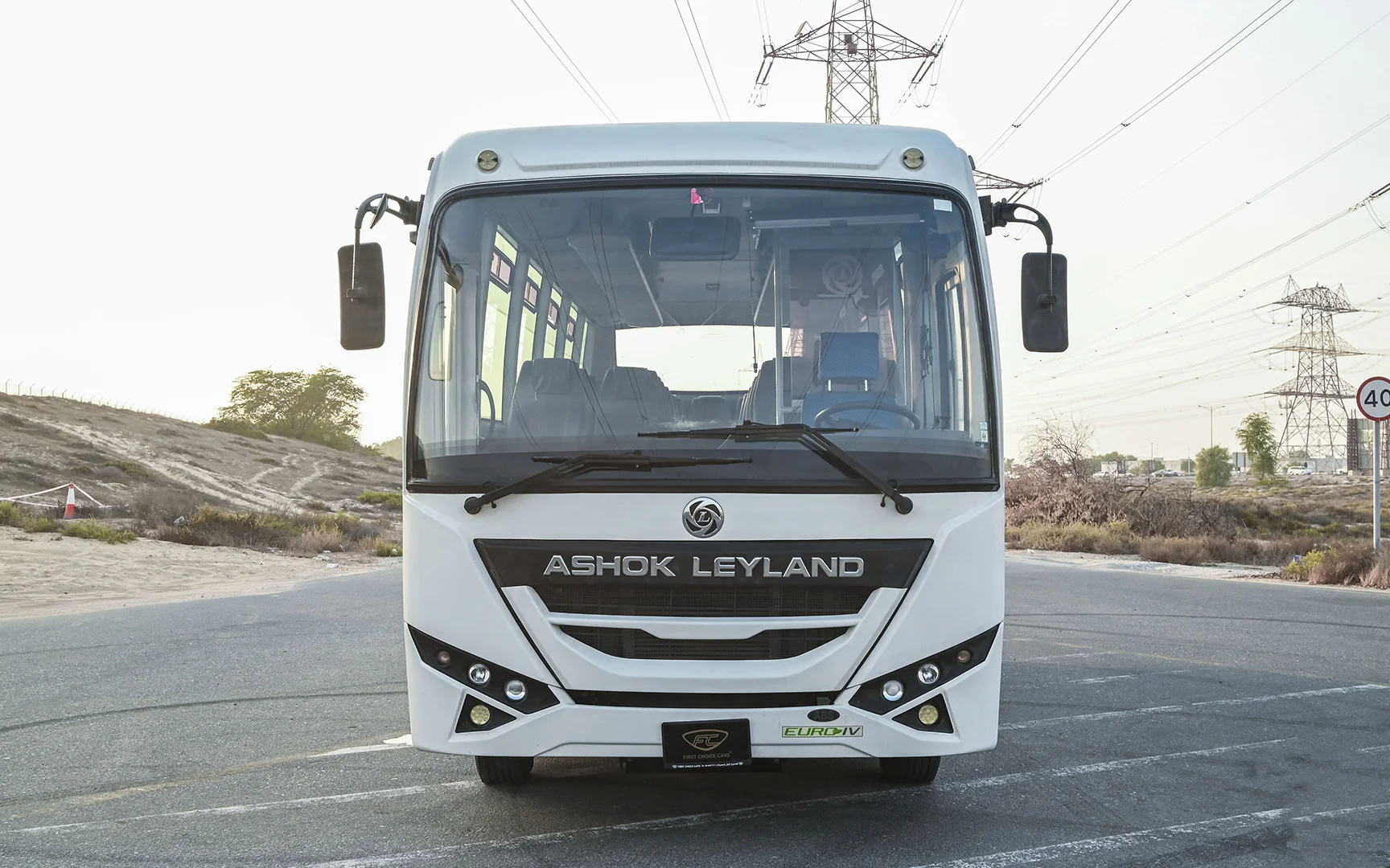 Used 2018 Ashok Leyland Oyster 32-Seater White – Front View at First Choice Cars Sharjah