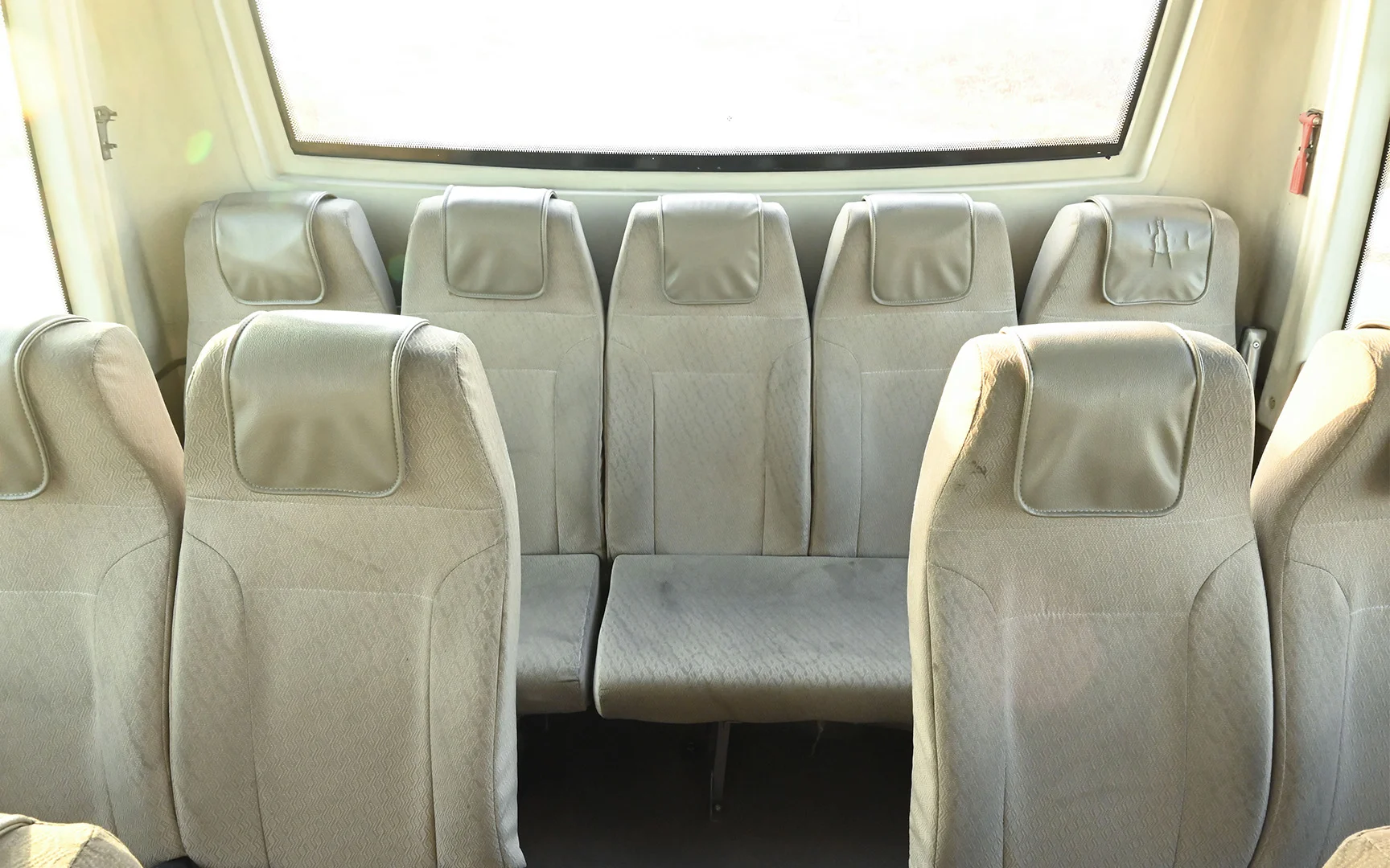 Used 2018 Ashok Leyland Oyster 32-Seater White – Rear Seat View at First Choice Cars Sharjah