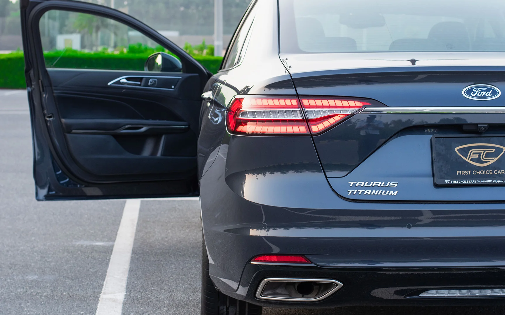 Used 2022 Ford Taurus Titanium Blue – Taillight Close-up at First Choice Cars Sharjah