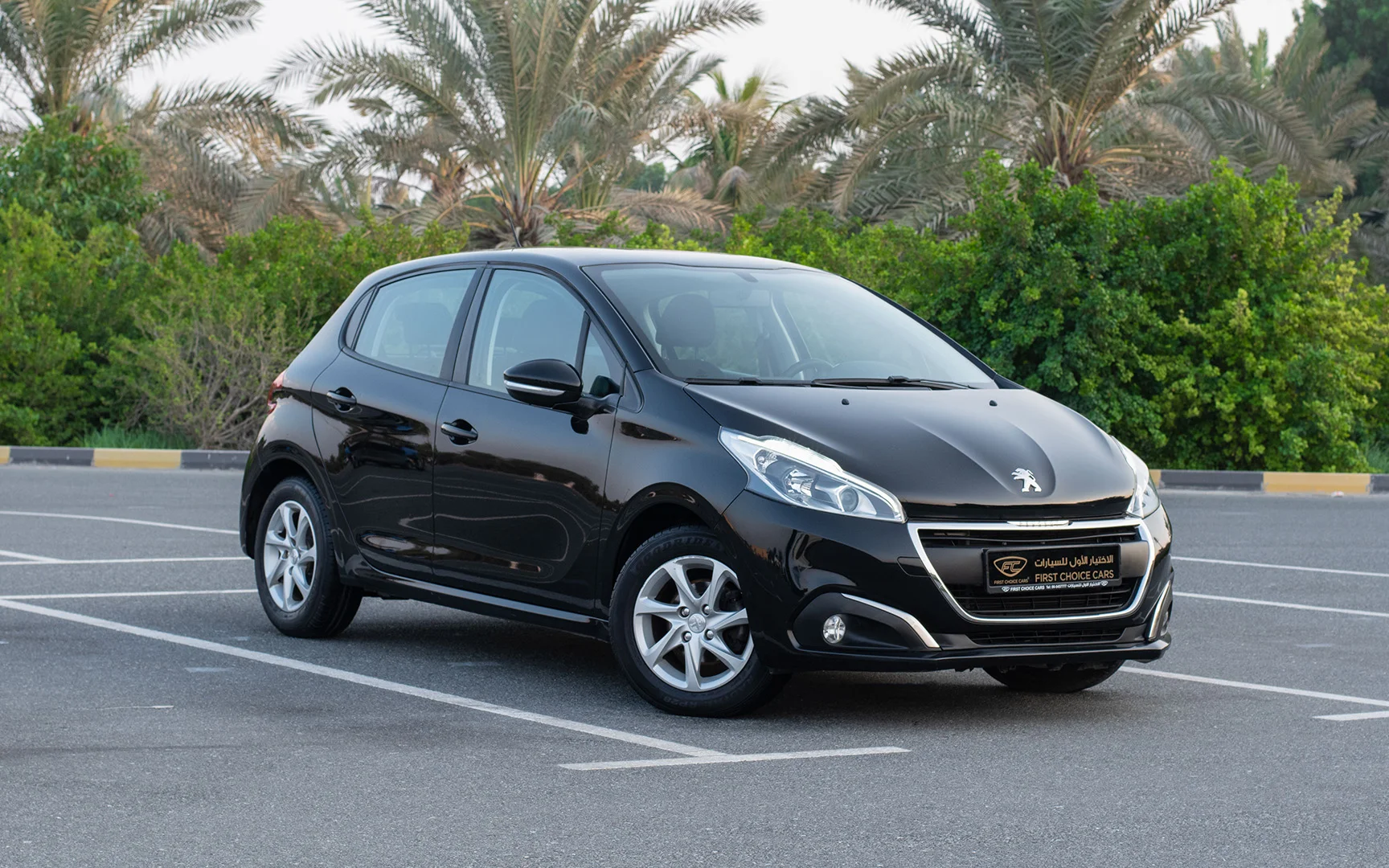 Used 2019 Peugeot 208 Active Black – Right Front Diagonal (45°) View at First Choice Cars Sharjah