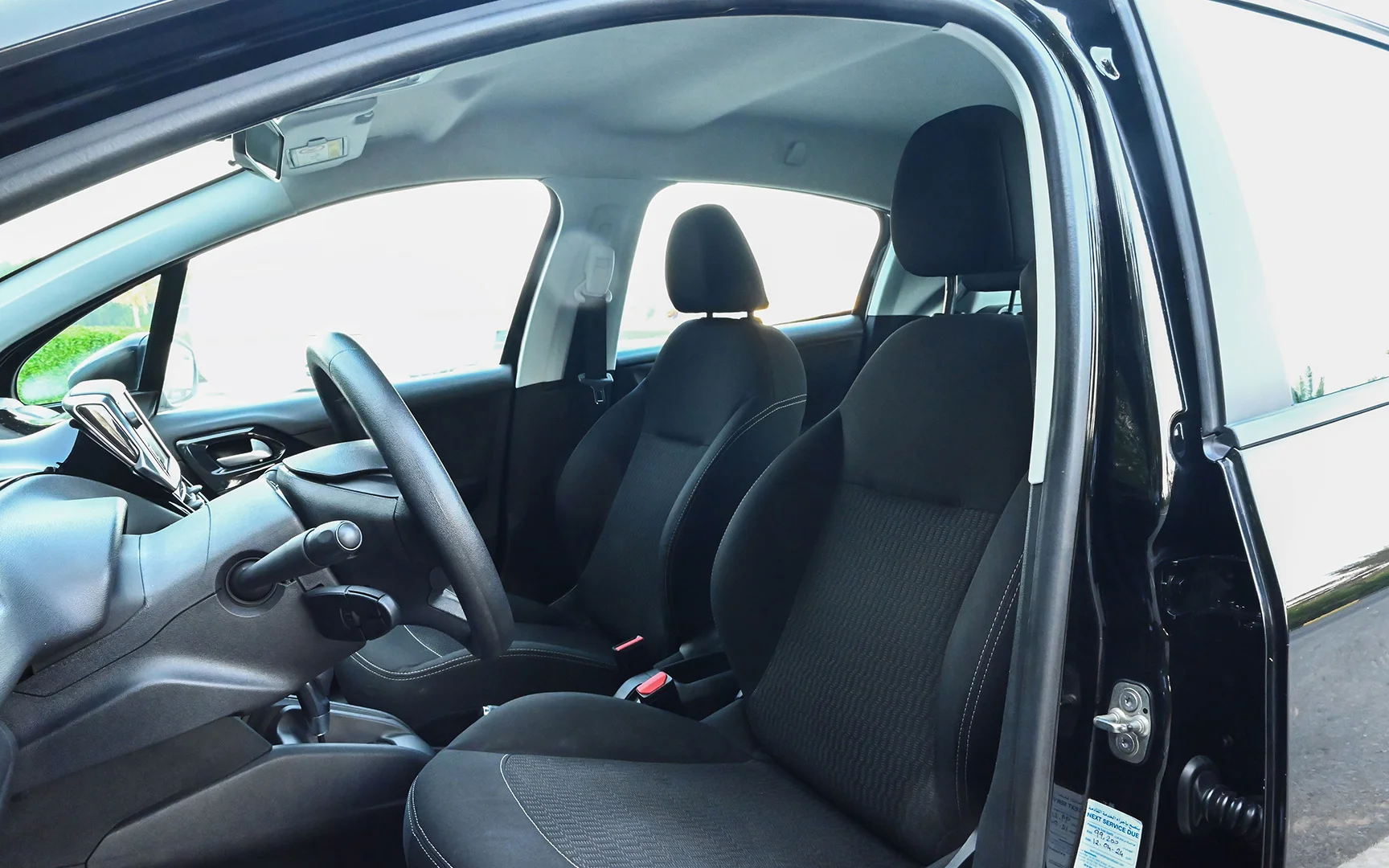 Used 2019 Peugeot 208 Active Black – Front Driver Side Cabin View at First Choice Cars Sharjah