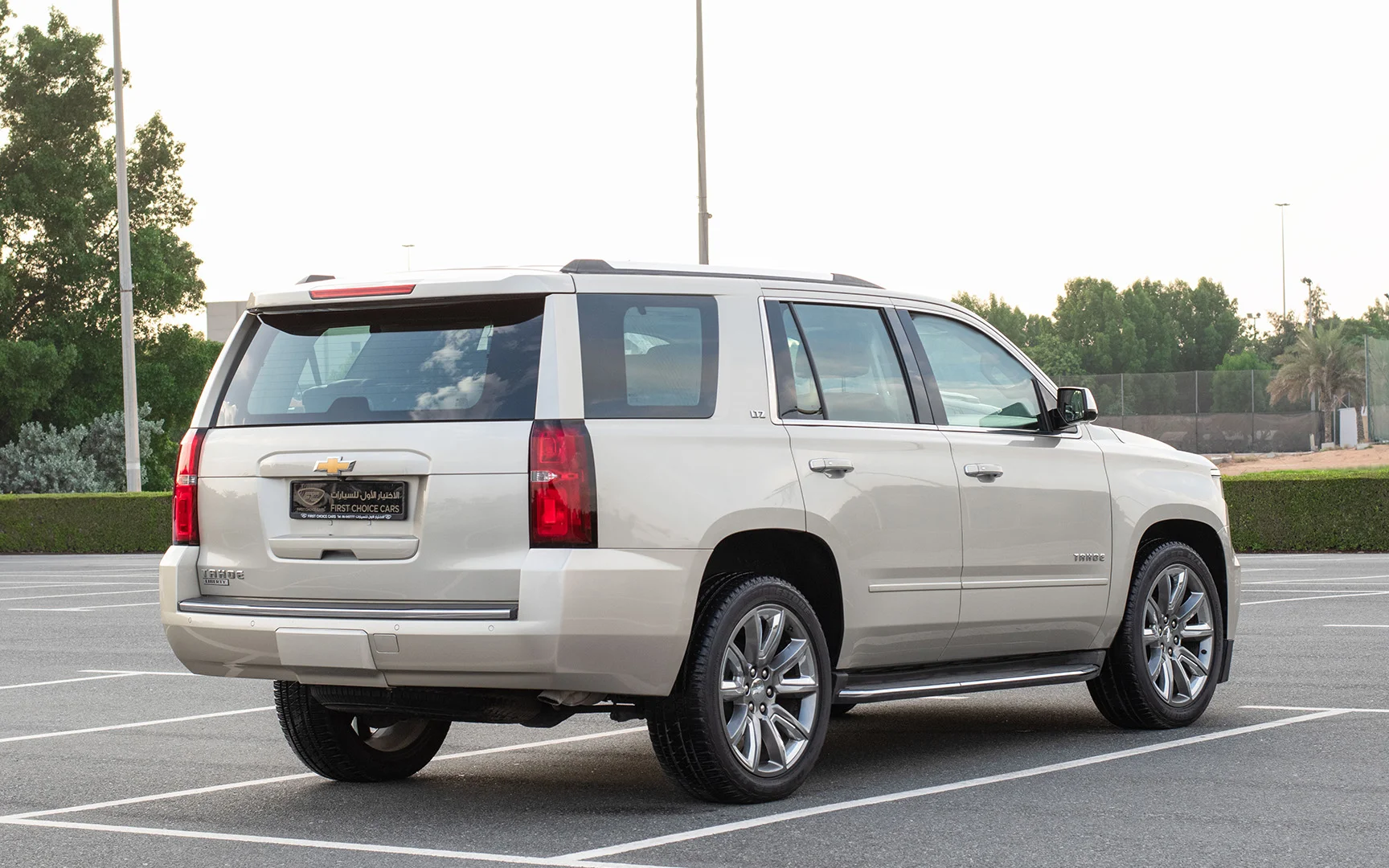 Used 2015 Chevrolet Tahoe LTZ Gold – Right Back Diagonal (45°) View at First Choice Cars Sharjah