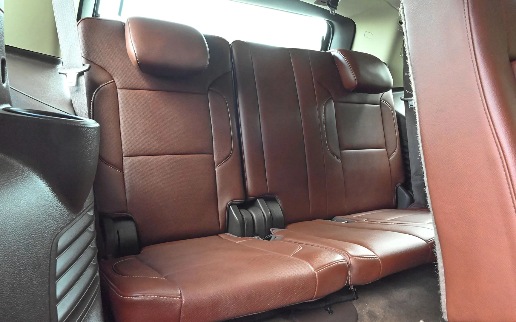 Used 2015 Chevrolet Tahoe LTZ Gold – Rear Passenger Side Cabin View at First Choice Cars Sharjah