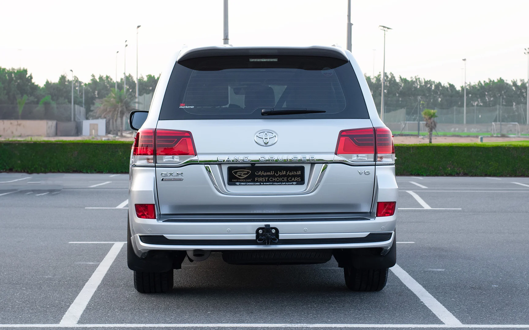 Used 2021 Toyota Land Cruiser GXR Silver – Back/Rear View at First Choice Cars Sharjah